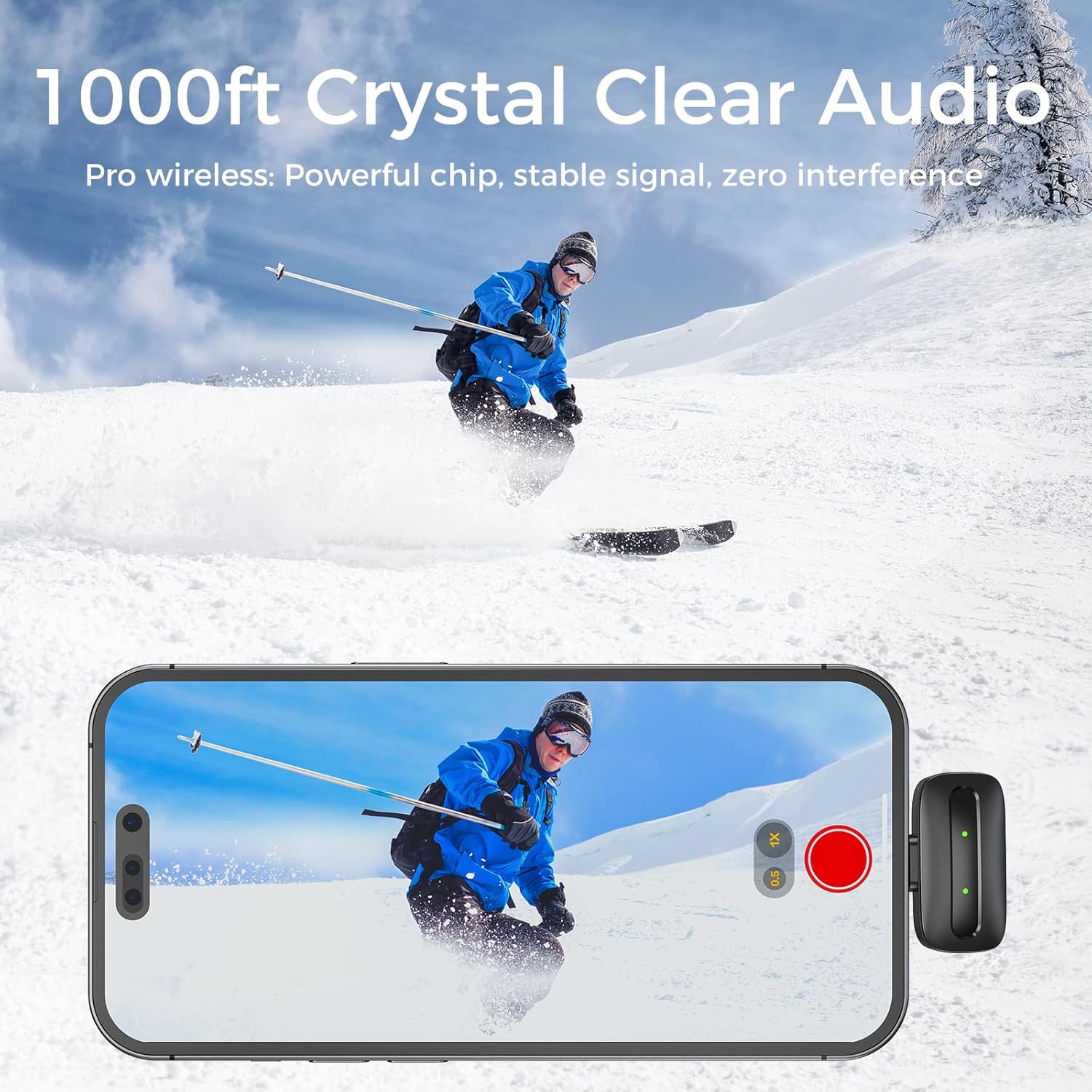 ZealSound Wireless Lavalier Microphone for iPhone iPad Android Tablets PC Camera(USB-C/Lightning/DSLR) -2.4GHz Noise Reduction/40H Battery Life with Charging Case,1000ft,Magnetic Clip for Podcast Vlog - Image 6