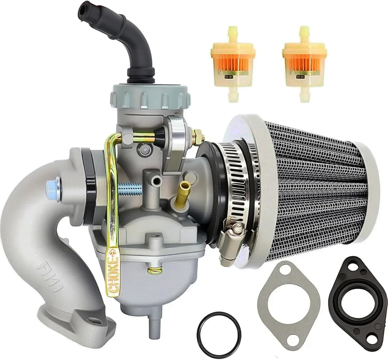 PZ20 Carburetor Kit for 50cc 70cc 90cc 110cc 125cc 4-Stroke Engines, Compatible with Kazuma Baja TaoTao NST SunL Chinese Quad ATV Go Kart Dirt Bike, with Air Filter & Intake Manifold