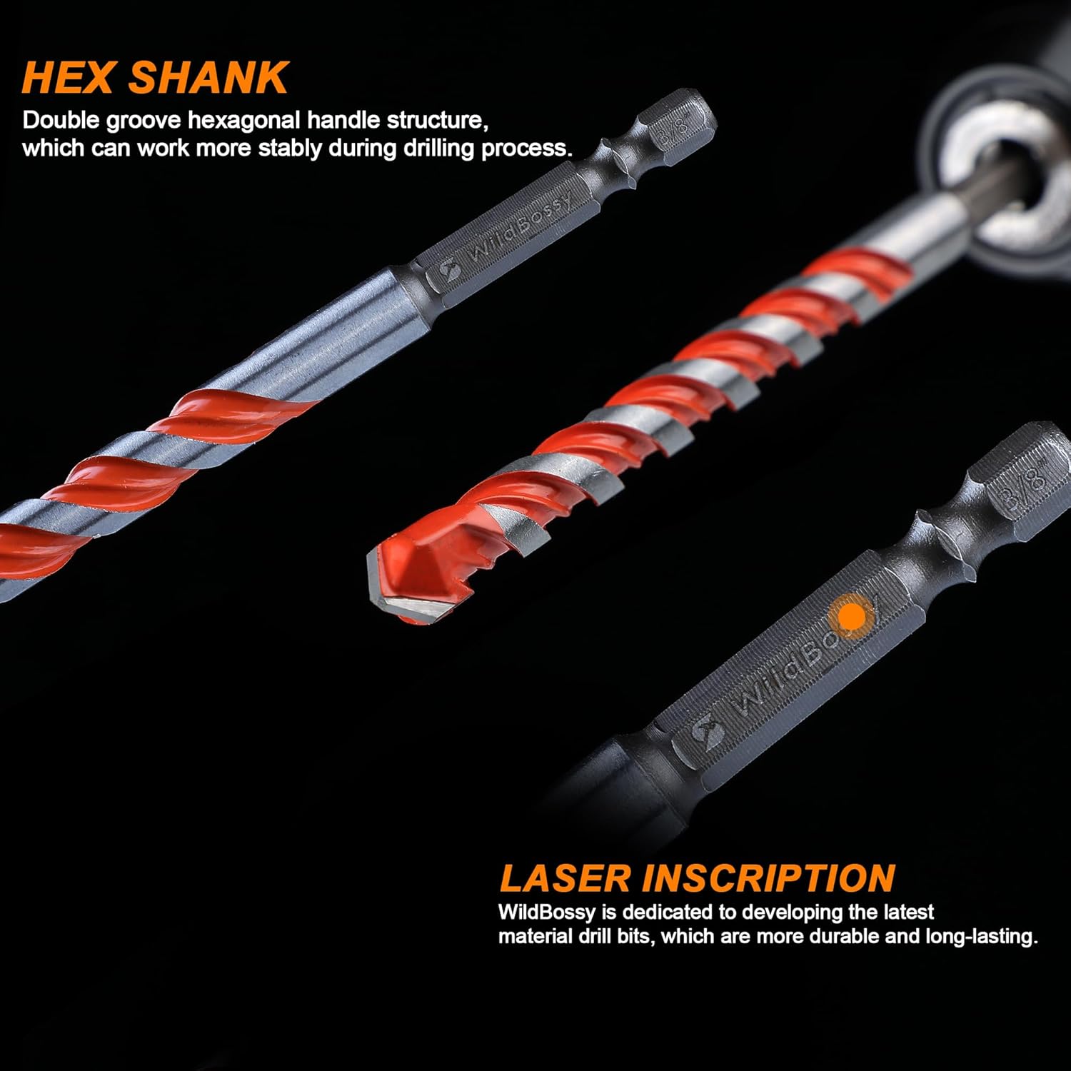 Concrete Carbide Drill Bits Hex Shank Masonry Cement Tile Drill Bit Set for Glass/Brick/Plastic/Cement/Tile 4mm-12mm (10PCS) - Image 8
