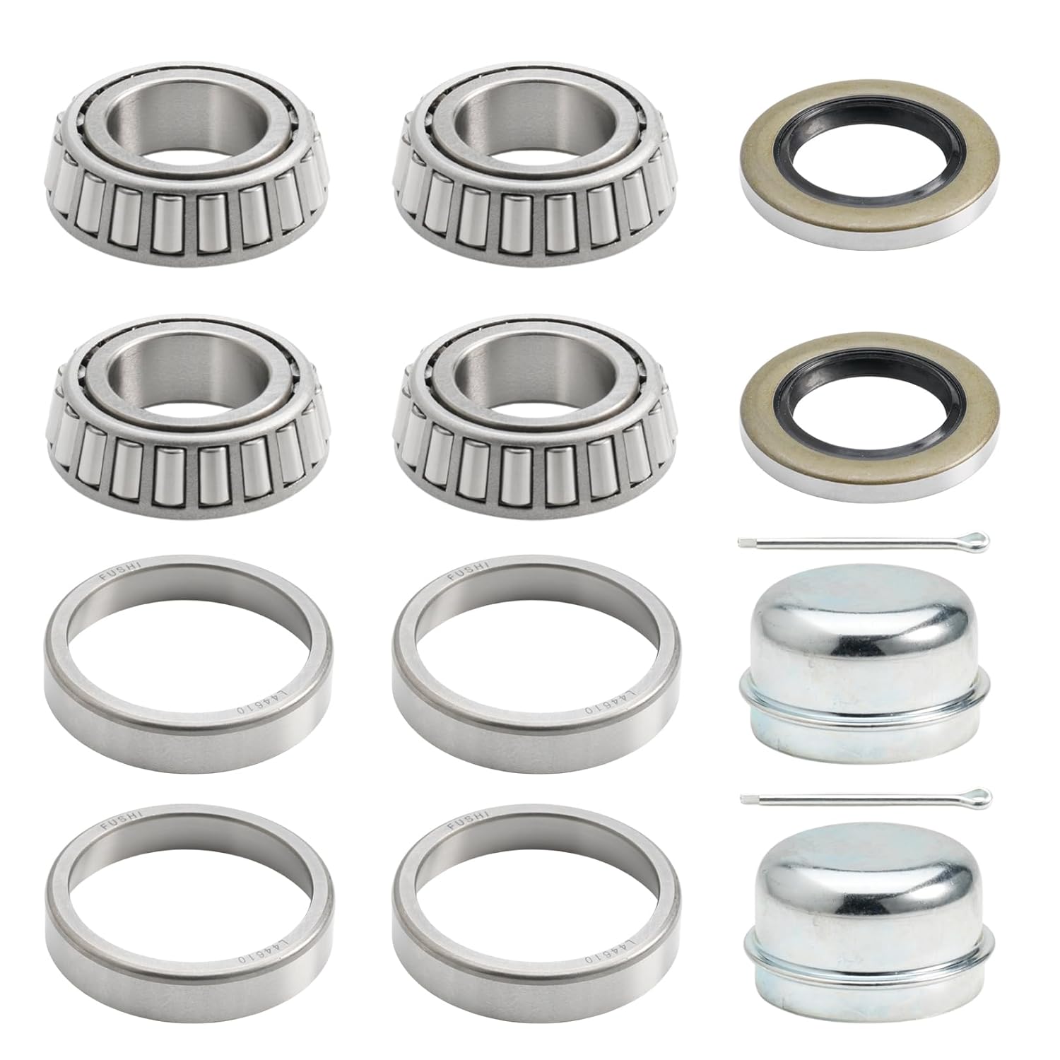 2 Set Fits for 1'' Axles Trailer Wheel Hub Bearings Kit, L44643/L44610,1.000" ID, 1.980" OD, 0.580" Width,12192TB Seal OD 1.980'',Dust Cover and Cotter Pin. - Image 9