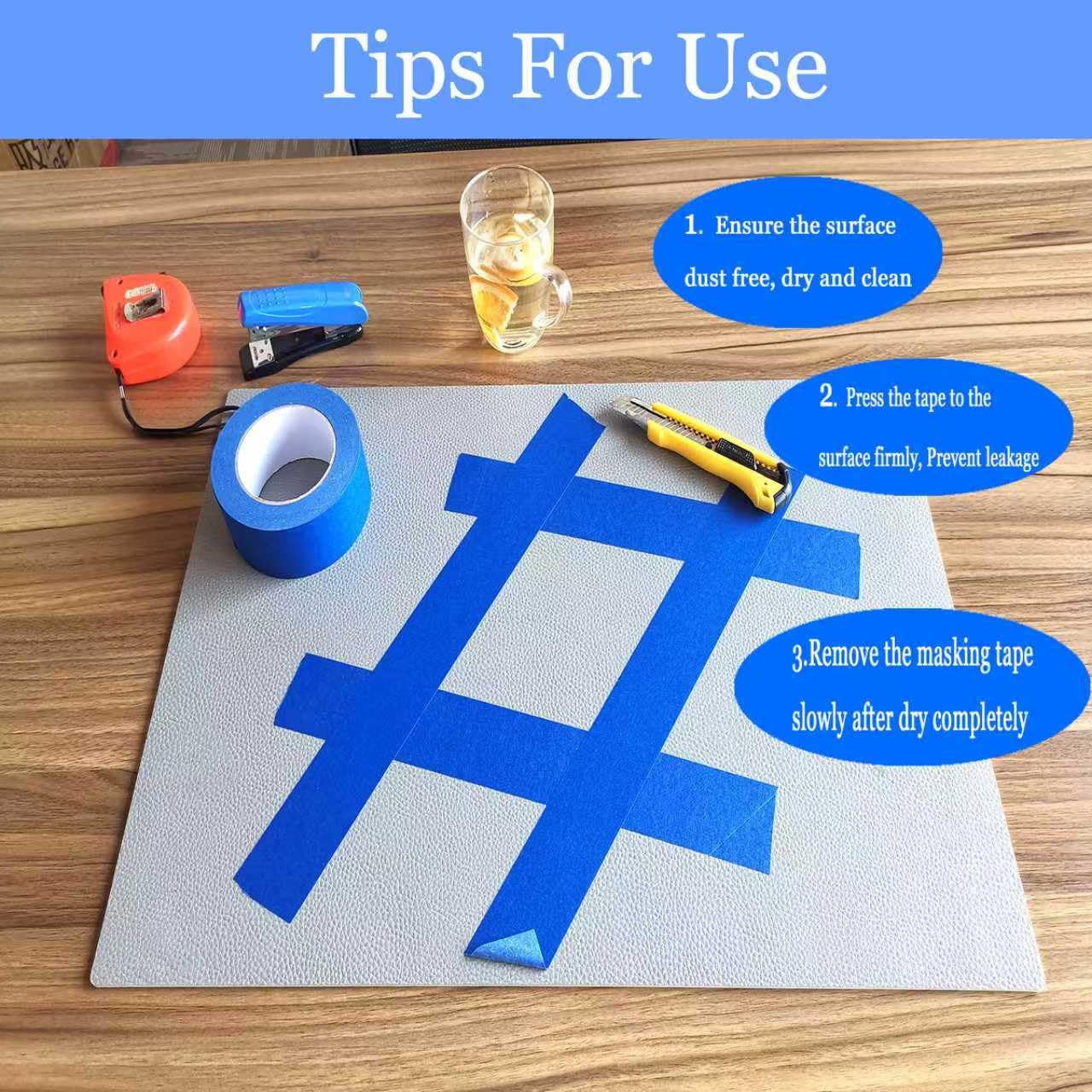 Painters Tape 2 Inch Wide, 2 Rolls Blue Masking Tape, 2 Inches x 55 Yards x 2 Rolls, 110 Yards in Total - Image 5