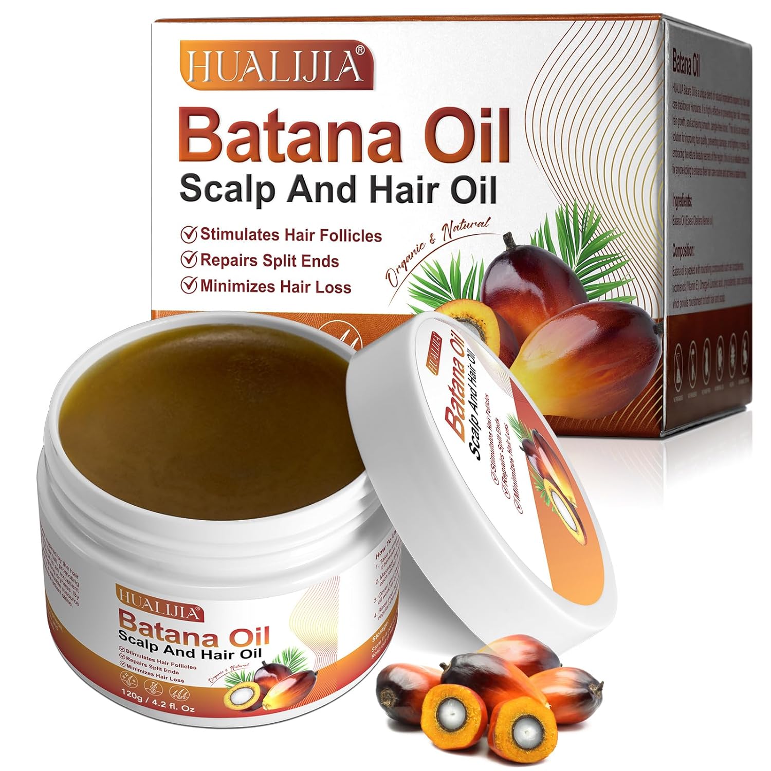 NIFEISHI Raw Batana Oil for Hair Growth, Dr Sebi Pure & Natural Batana Oil Organic from Honduras for Thicker & Stronger Hair, Prevent Hair Loss, 120g/4.2 fl.oz, Beige