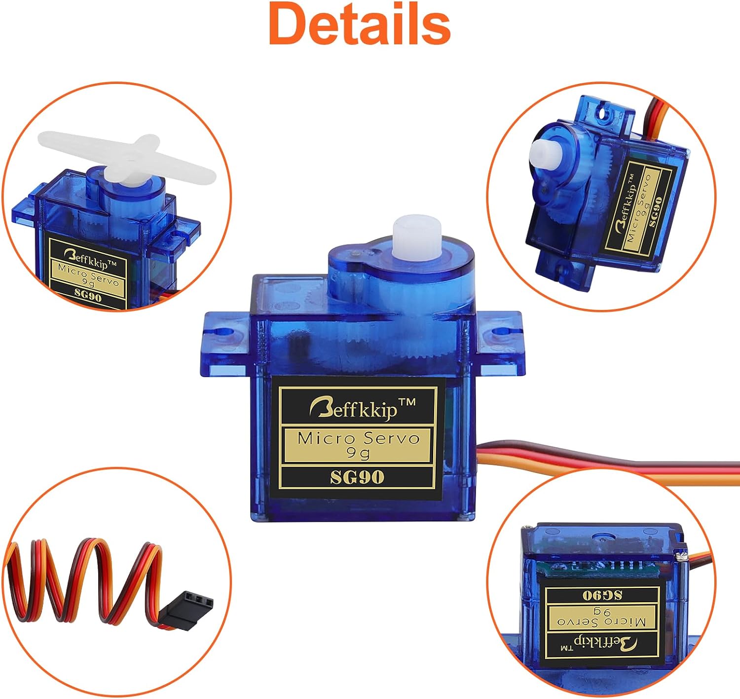 RC Servo 5Pcs SG90 9g Micro Servos for RC Robot Helicopter Airplane Controls Car Boat Mini Servo - Image 6