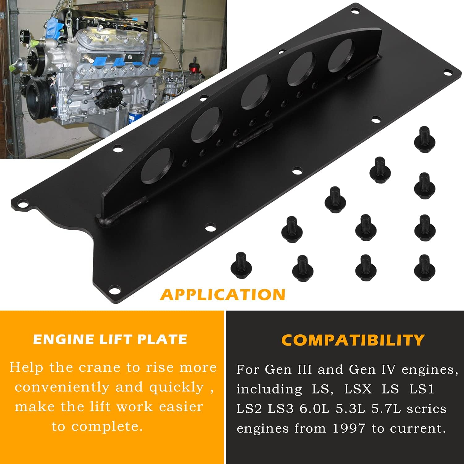 LS Engine Lift Plate Hoist Picker Crane For LSX LS Engine LS1 LS2 LS3 LQ4 6.0 6.2 5.3 4.8 Gen III - Image 2