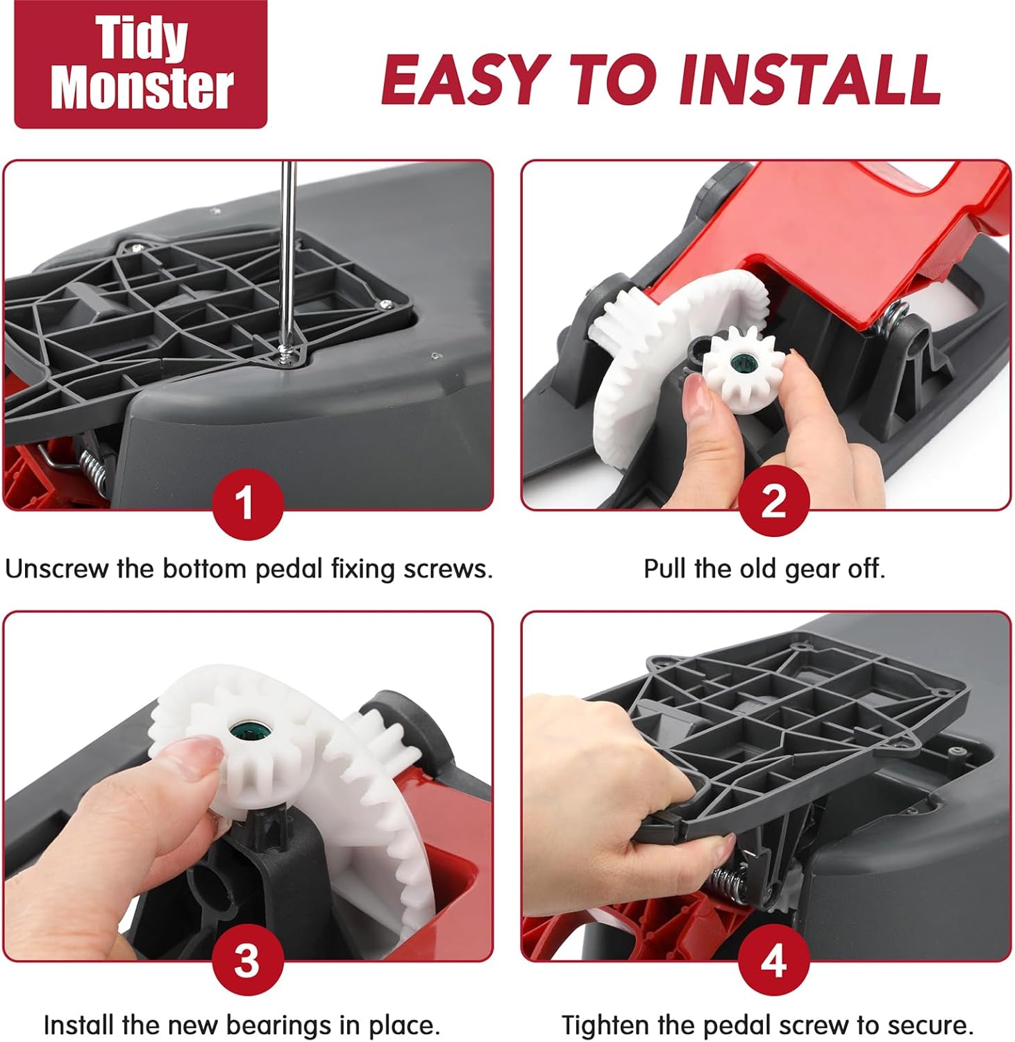 Pedal Bearing Replacement for OCedar Mop Bucket - Easy Fix for O-Cedar Easywring Bucket System. 2 Pack One Way Clutch Gear Sprockets Repair Compatible with 90% Rotation Mop Bucket on the Market. - Image 5