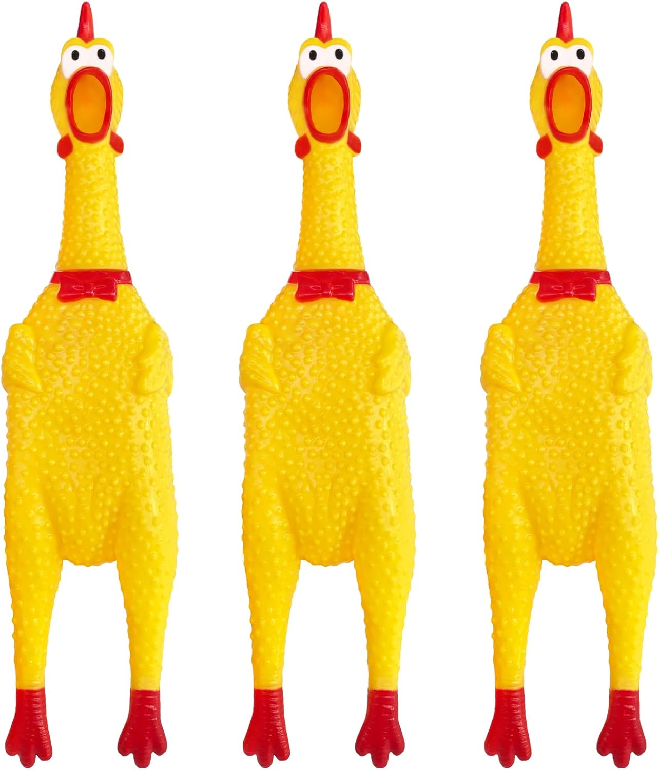 Xeehwb 3 Pcs Large Rubber Chicken,12 Inch Yellow Rubber Squawking Chickens,Screaming Chicken Dog Toys,Prank Noise Maker Dog Toys