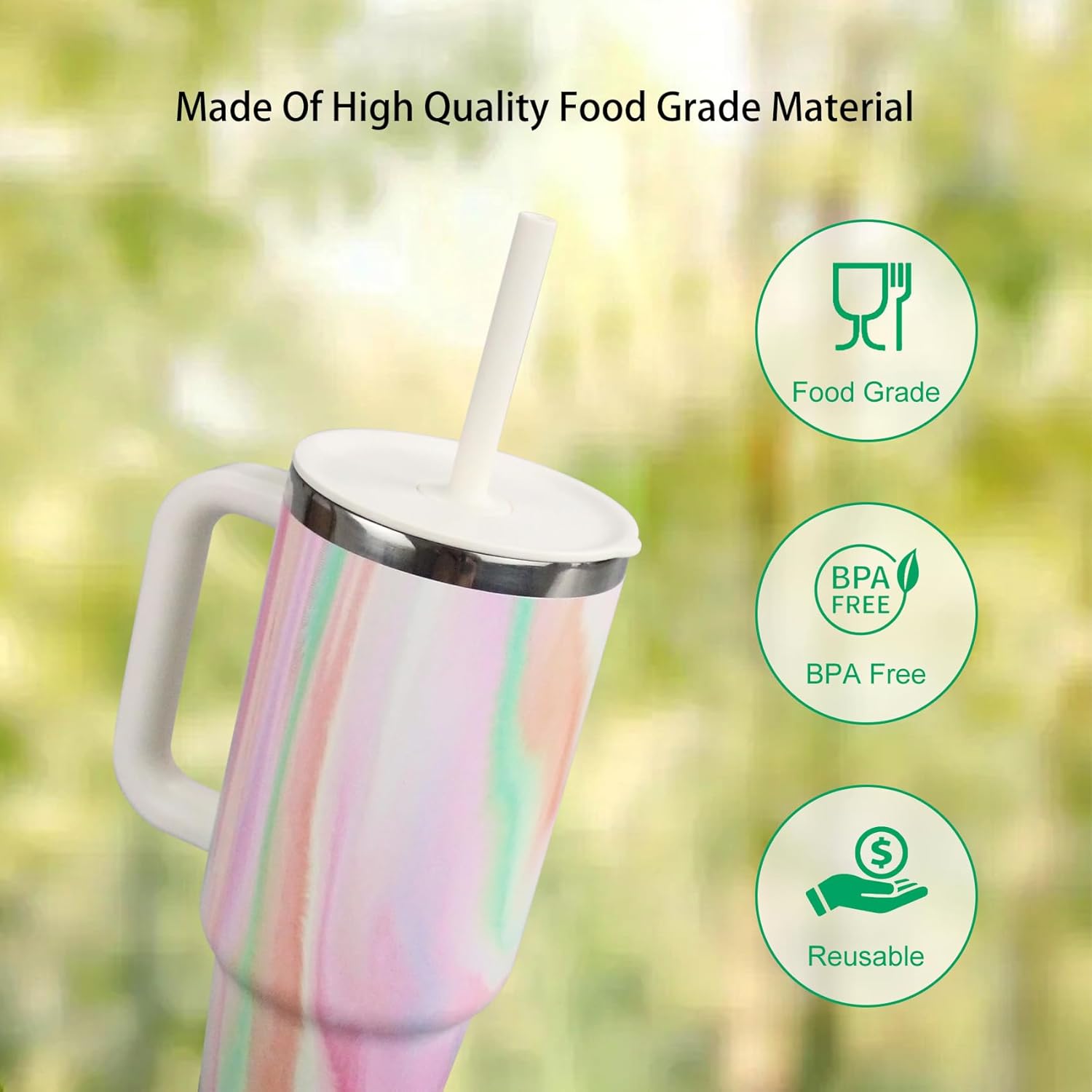 Replacement Straws and Bite Valve for Hydro Flask Around Travel Tumbler 40oz 32oz 28oz 20oz,with 1 Brush (4 colors) - Image 7