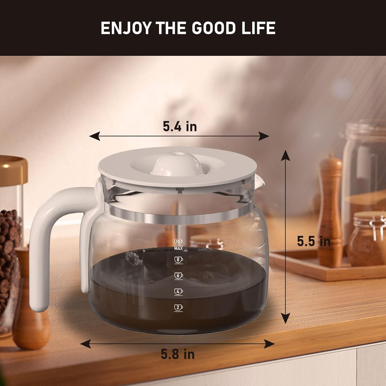 DCGC01 10-Cups Replacement Glass Carafe Pot Compatible with Smeg DCGC01 DCF02 DCG01 Overflow Coffee Maker - Image 5