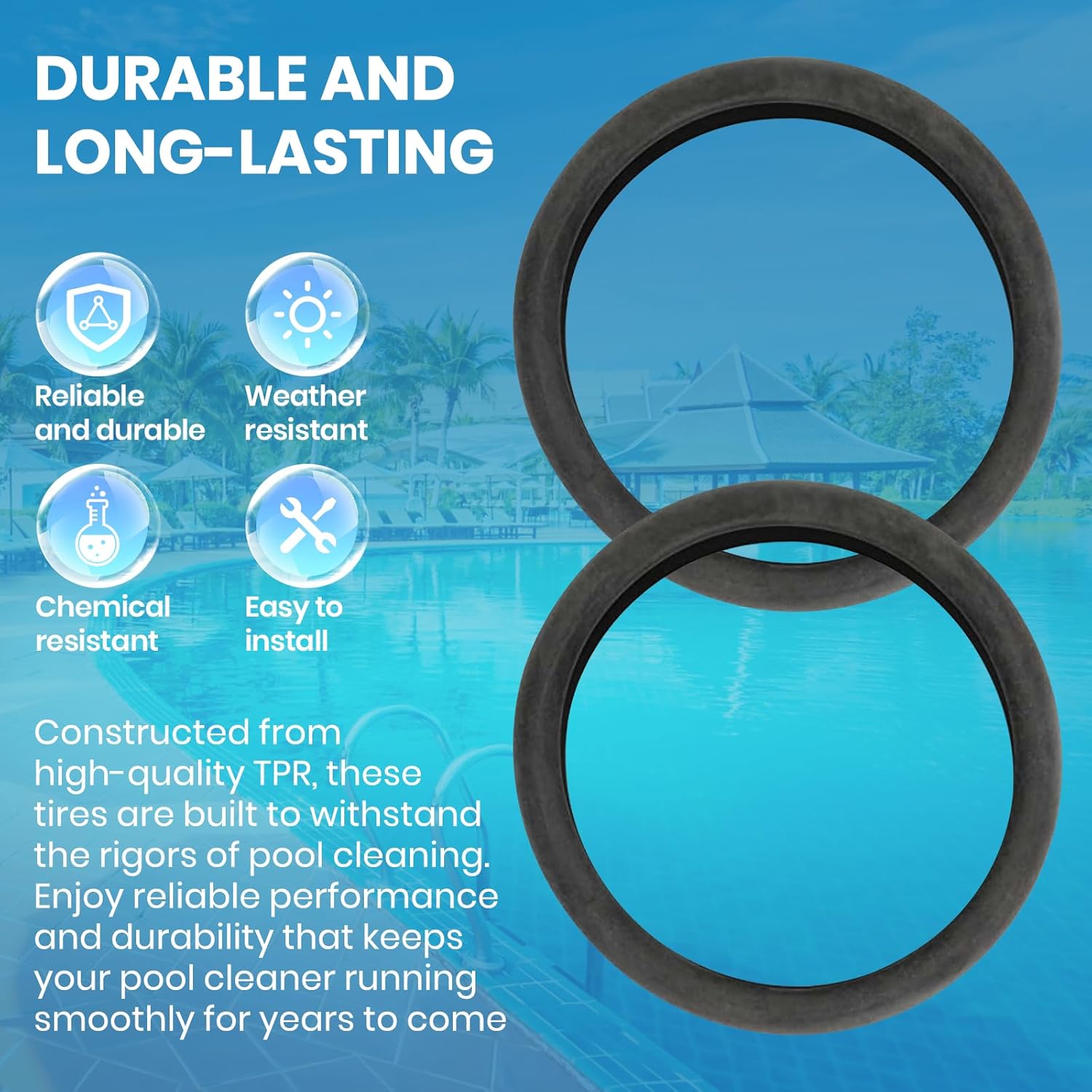 (3-Pack) Calvana Pool Cleaner Tires, 48-232 Replacement Compatible with Zodiac Polaris Black Max, 3900 Sport, 480, and P39 Pool Cleaners, Superior Traction & Durability - Image 3