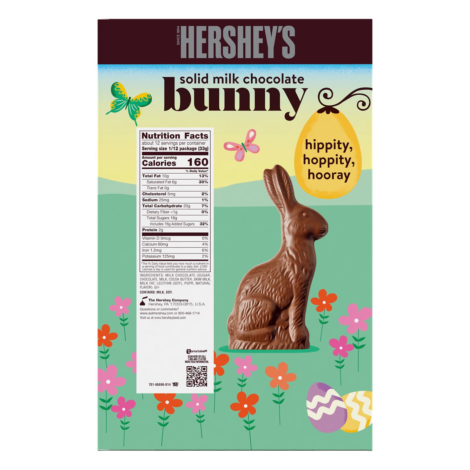 HERSHEY'S Solid Milk Chocolate Bunny, Easter Candy Gift Box, 14 oz - Image 2