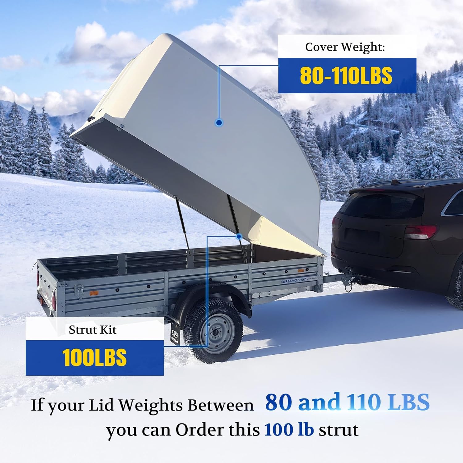 ARANA ST360M110010 36 inch Gas strut 100LB/445N, 36 Gas Struts for Heavy Lid, Springlift Gas Springs 36” for Clamshell Snowmobile Trailer Truck Cover Bed Trap Door Outdoor Kicthen Door, Set of 2 - Image 2