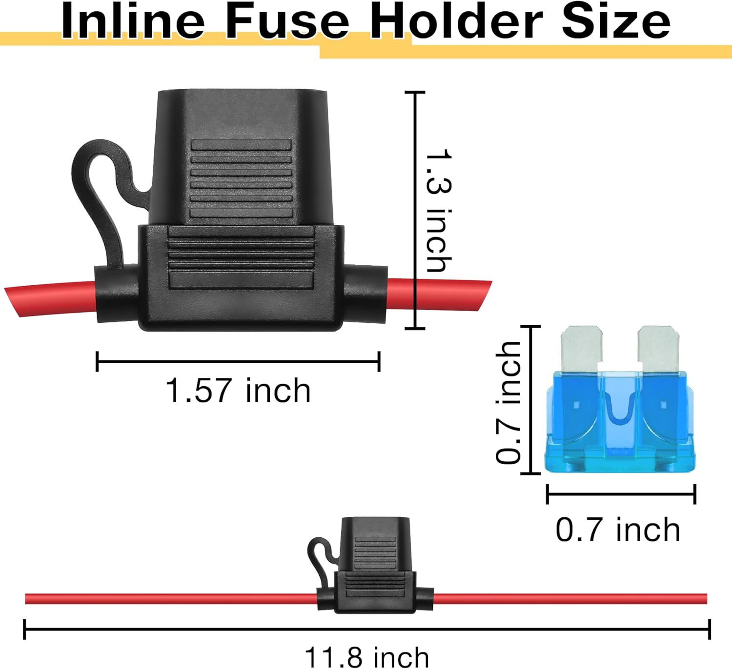 2 PCS Inline Fuse Holders 12V, 16 AWG Car Gauge Inline Fuses, Waterproof Fuse Holder with 15A ATC/ATO Standard Blade Fuses for Automotive, Marine, Golf Cart Lighting, Electrical Circuits - Image 2