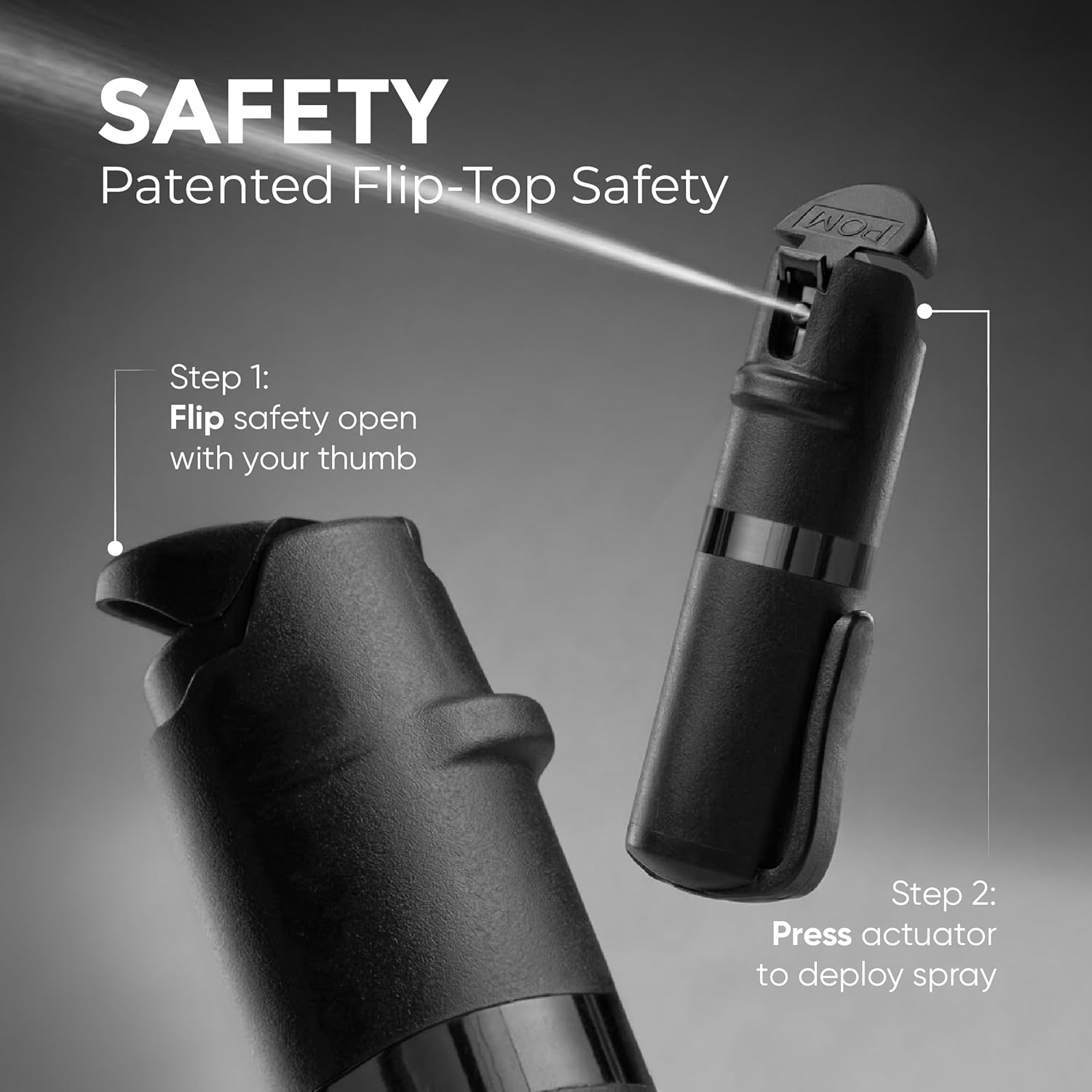 POM Pepper Spray Pocket Clip, Quick Flip Top Safety, Maximum Strength OC Formula with UV Marking Dye, Safe Compact and Tactical Design for Everyday Carry, 25 Bursts, 10 ft Range, 0.5 fl oz - Image 6