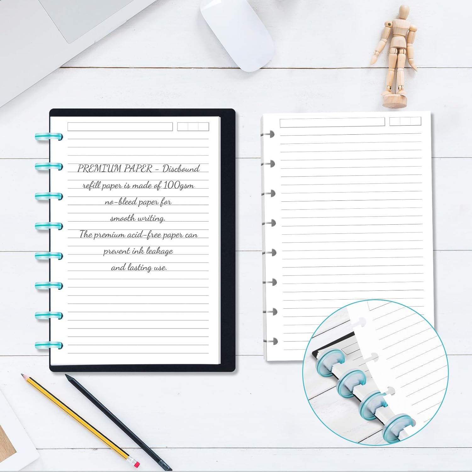Discbound Refill Paper, Disc Paper Refill for Note-Taking System Discbound Planner Inserts with 240 Pages, 5 Sheets Dividers,White Paper Refill, Junior Size 5.6" x 8.3 " - Image 5