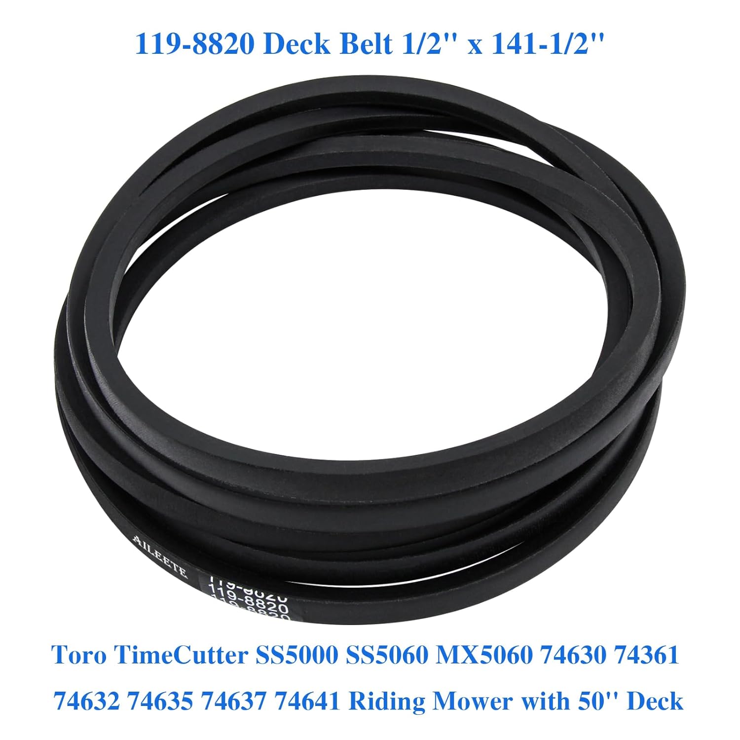 119-8820 Deck Belt 1/2" x 141-1/2" for Toro TimeCutter 50 inch Deck Belt SS5000, SS5060, MX5060 Zero Turn Riding Mower, Replaces 119-8820 Toro Belt, Exmark 119-8820-SL Belt - Image 4
