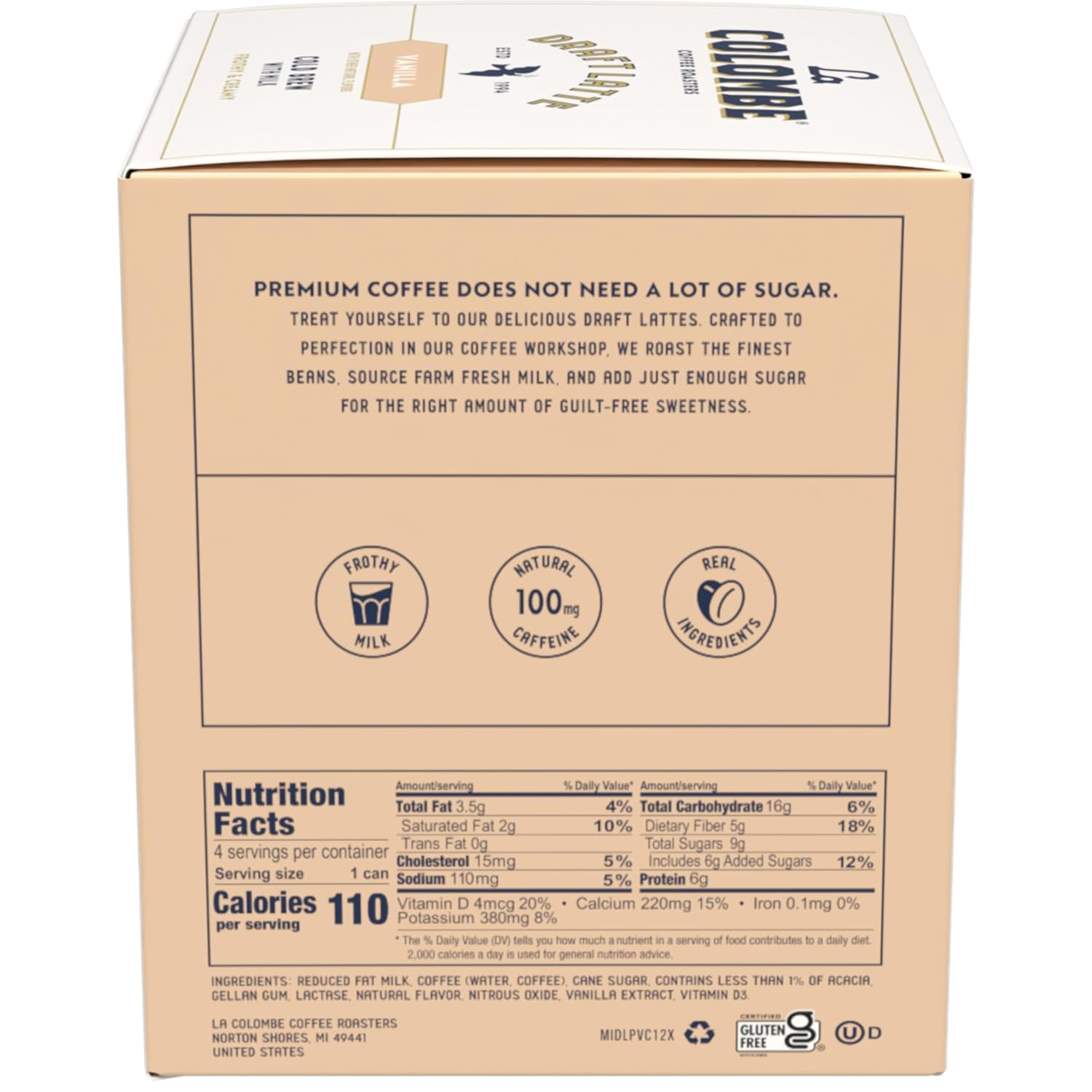 La Colombe, Latte Draft Vanilla, 9 Fl Oz, 4 Pack - Image 2