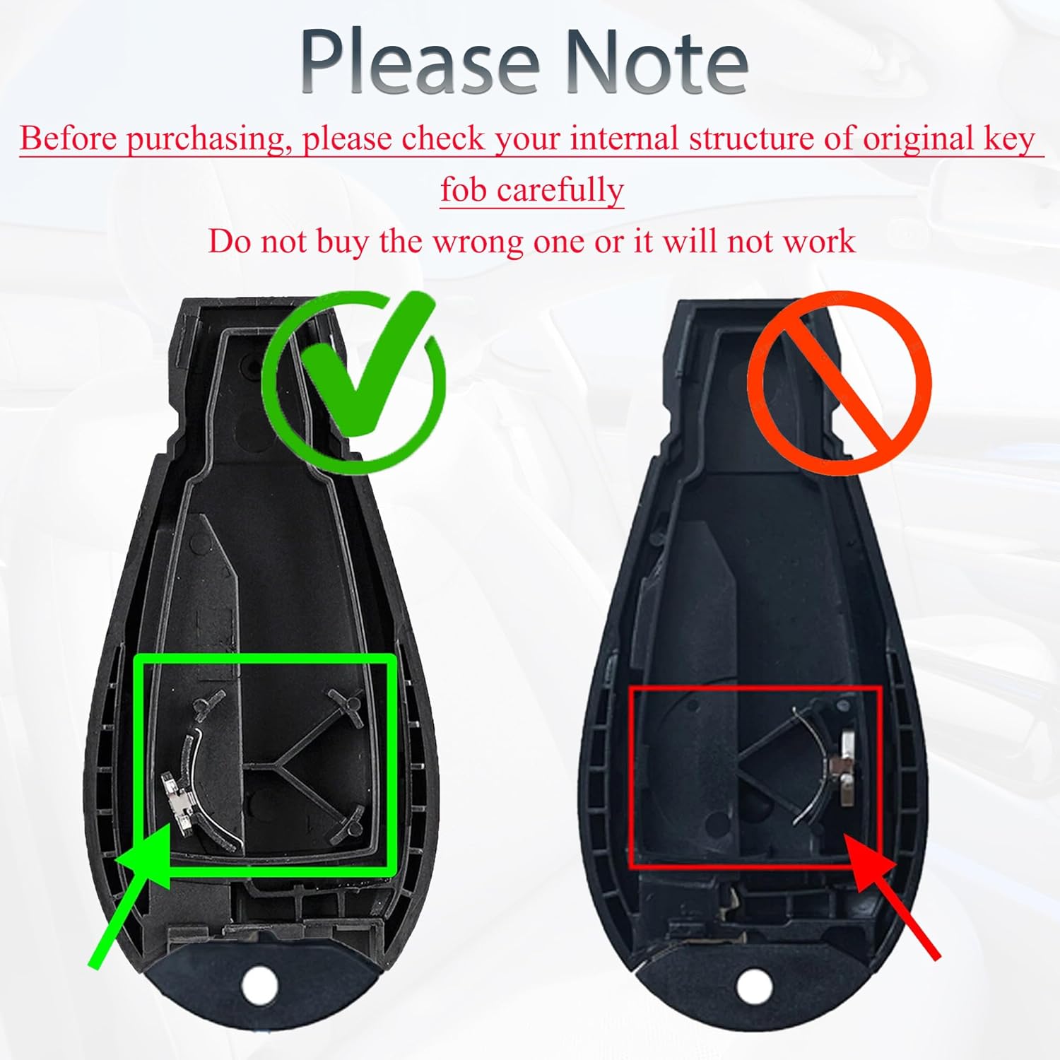 SUPALAND Key Fob Shell Case Replacement Fits for Dodge RAM 1500 2500 3500 Grand Caravan Journey Durango Jeep Grand Cherokee 2010 2011 2012-2017 Keyless Entry Remote Control 3 Button Pad Cover - Image 8