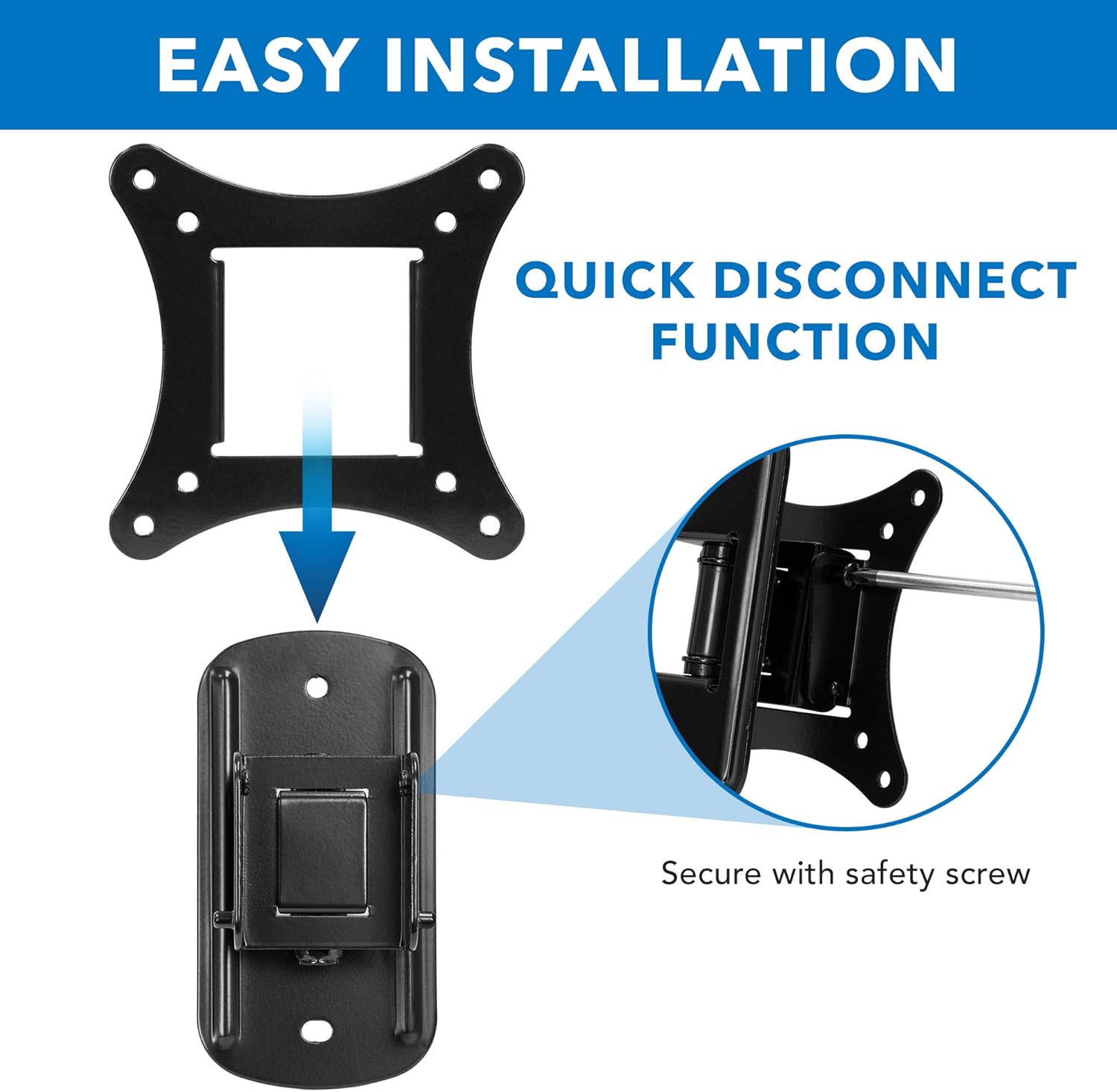 Mount-It! Small TV Wall Mount for 19–32 Inch Flat Screen TVs | Tilt and Swivel TV Wall Mount | Low Profile 2.4” Design | VESA 75x75 100x100 | Single Stud Installation | 44 lb Capacity - Image 3