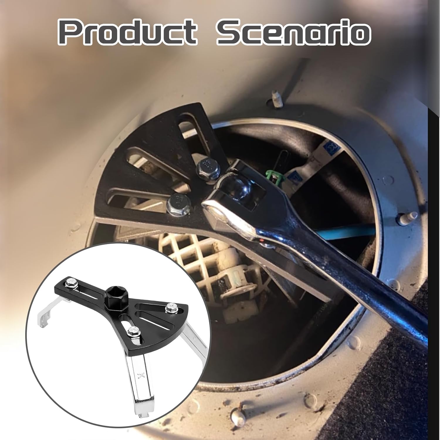 Car Fuel Pump Removal Tool, Adjustable Fuel Pump Lock Ring Tool, Car Fuel Lid Tank Cover Collar Ring Spanner, Universal 5.31" to 7.17" Fuel Tank Repair Tool - Image 7