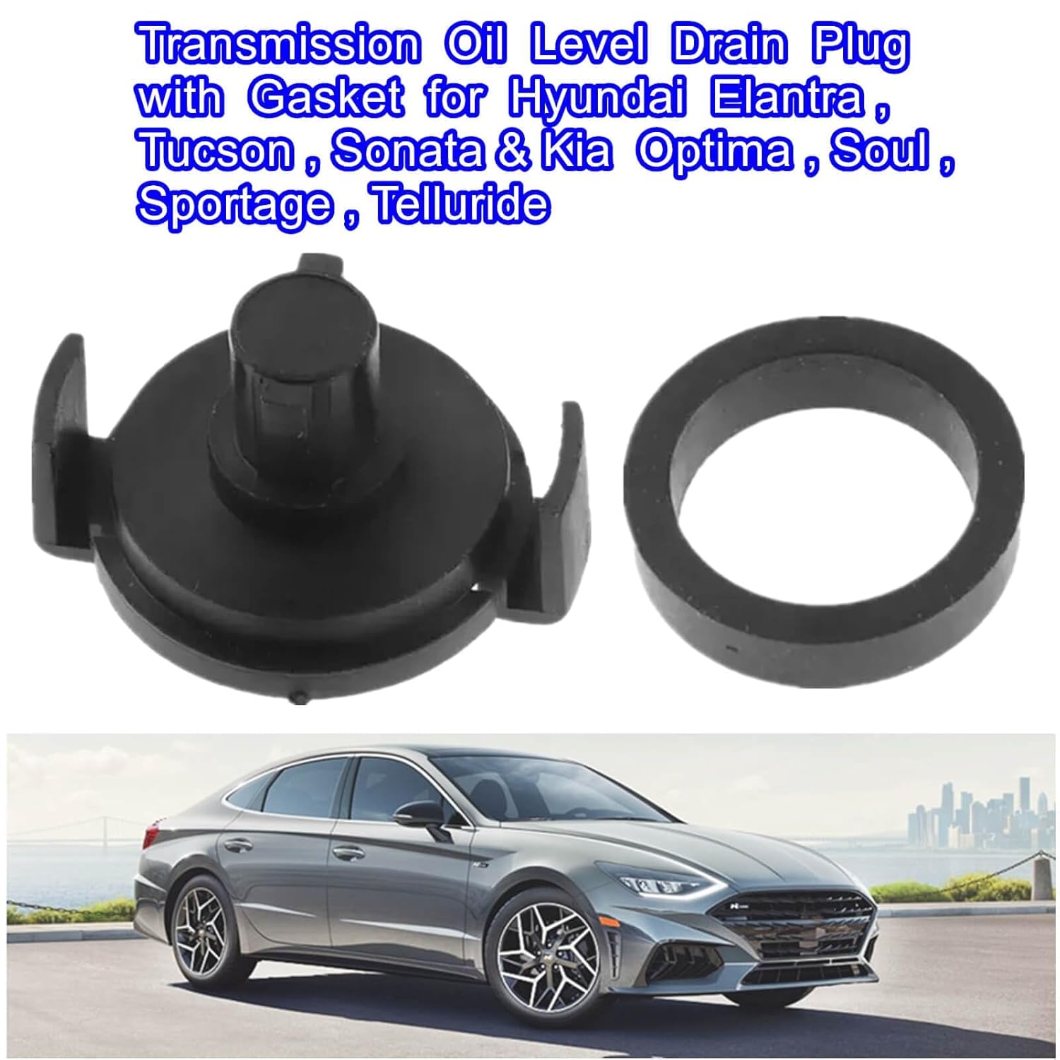Transmission Oil Level Drain Plug with Gasket for Hyundai Elantra, Tucson, Sonata & Kia Optima, Soul, Sportage, Telluride, Replaces 45285-3B010, 45286-3B010 - Image 2