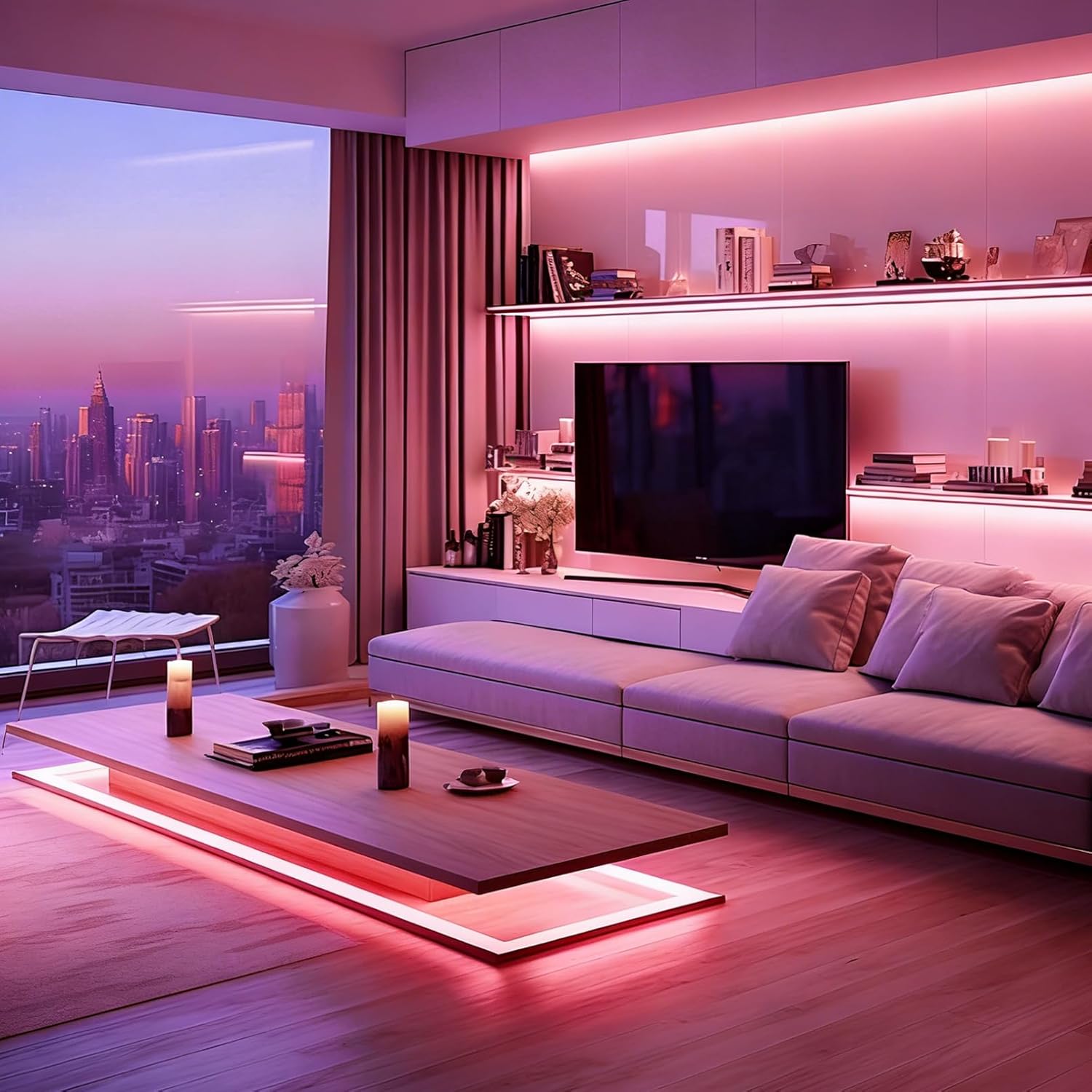 ZSLAIFU 5V USB LED Light Strip, COB LED Strip Lights, Pink 5V LED Lights, Small LED Strip Light, TV Lights for TV Under Cabinet Kitchen Living Room Shelving or Displays (Pink, 3.28ft) - Image 6