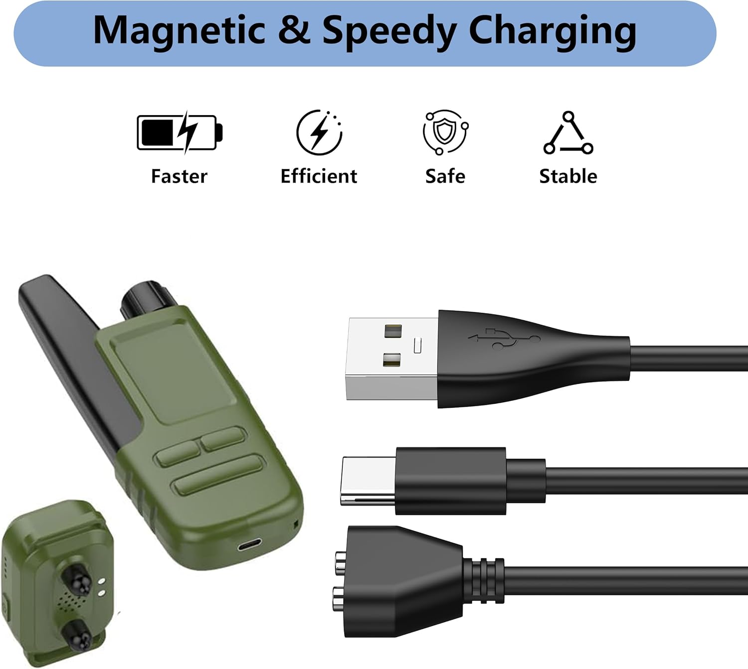 Vanjua Charger for Delupet/Yawpet/Jugbow Dog Training Collar and Remote, 2-in-1 USB C and Magnetic Bark Collar Charging Cable (Black) - Image 6