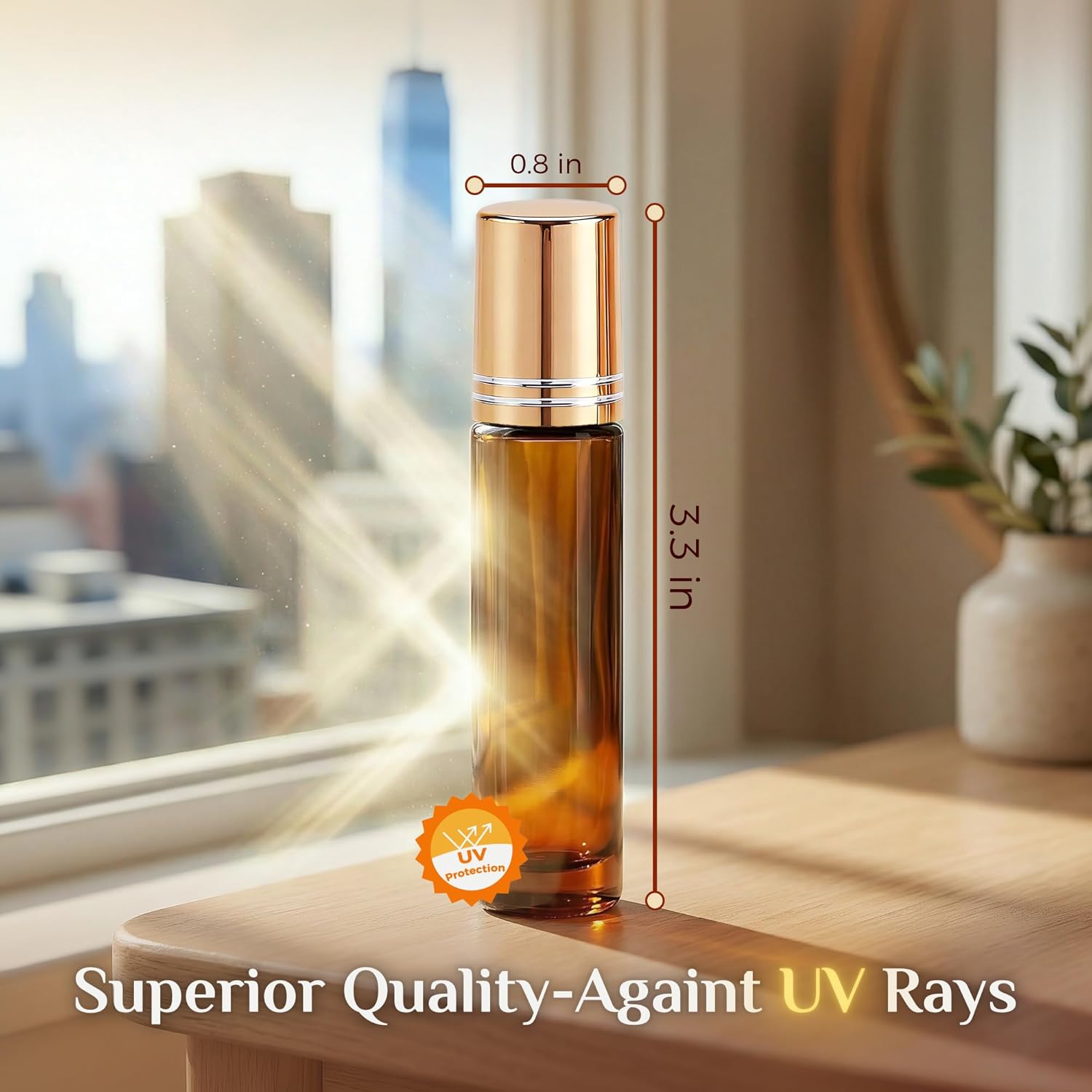 PrettyCare 12 Pack, 10 ml Essential Oil Roller Bottles with Stainless Steel Roller Ball - Refillable Leak-proof Empty Thick Amber Glass Roll on Bottles with Metal Caps for Travel, Perfume - Image 3
