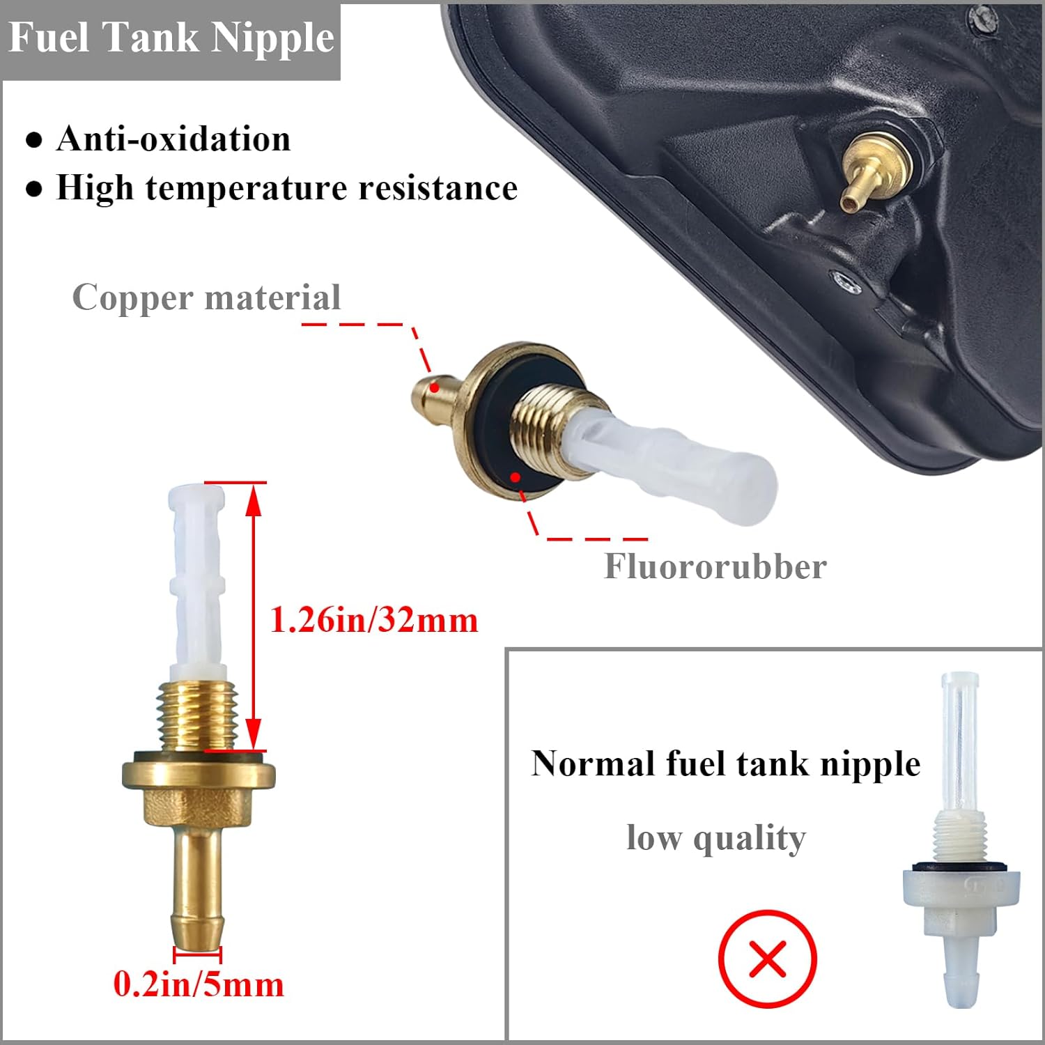 WOTIAN Gas Fuel Tank Compatible with GX160 GX200 5.5HP 6.5HP Harbor Freight Predator 212cc Engine Anti-vibration HDPE Never Rust Oil Tanks Replaces for 17510-ZE1-020ZA 17510-ZE1-030ZF - Image 5