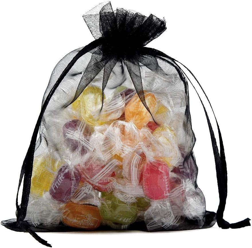 Tojwi 50pcs Organza Bags 3.54''x4.33''(9x11cm) Satin Drawstring Organza Pouch Wedding Party Favor Gift Bag Jewelry Watch Bags -Black - Image 3