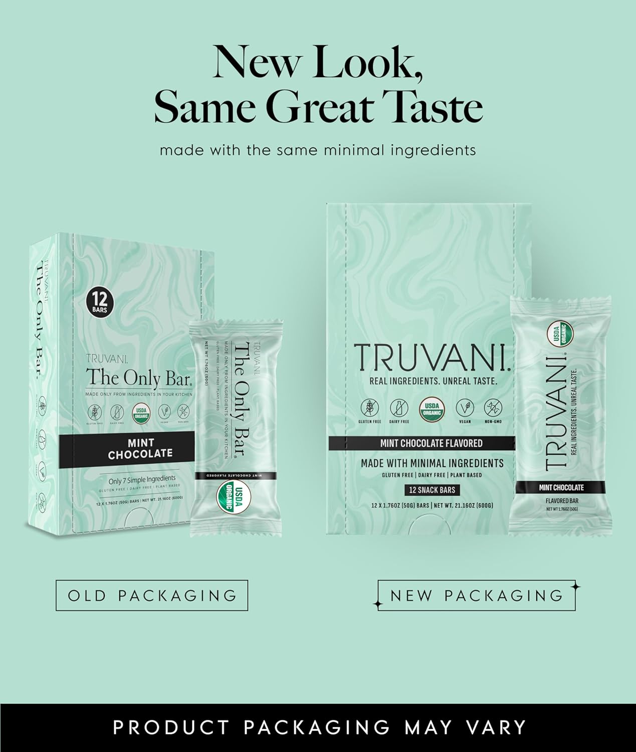 Truvani Plant Based Snack Bars | Chocolate Mint 12 Pack | 7g Protein | USDA Organic and Vegan | The Only Bar | Dairy, Soy, and Gluten Free | Individually Wrapped - Image 6