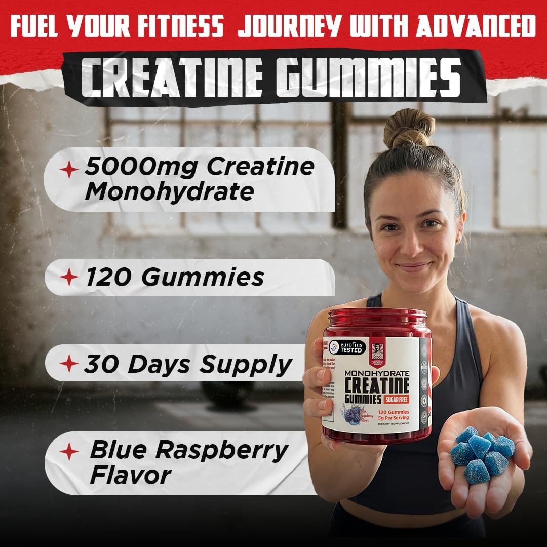 Old School Labs 5000mg Creatine Monohydrate Gummies, Optimized for Men and Women, Supports Lean Muscles & Recovery, Energy & Stamina - Real Creatine and Third Party Tested, 30 Servings, 120 Ct - Image 4