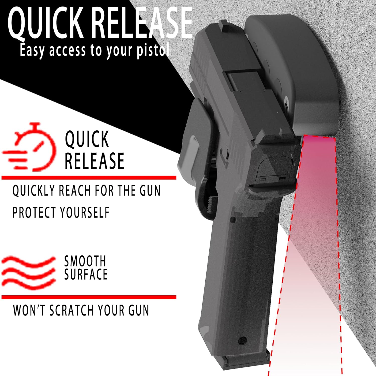 HEKAGURA Gun Magnet Mount, 45 lb Rating,Magnetic Gun Holster| Rubber Coated Gun Holder for Handgun, Shotgun, Rifles, Revolvers| Beside Holster, Using in Cars, Trucks, Wall, Desk - Image 6