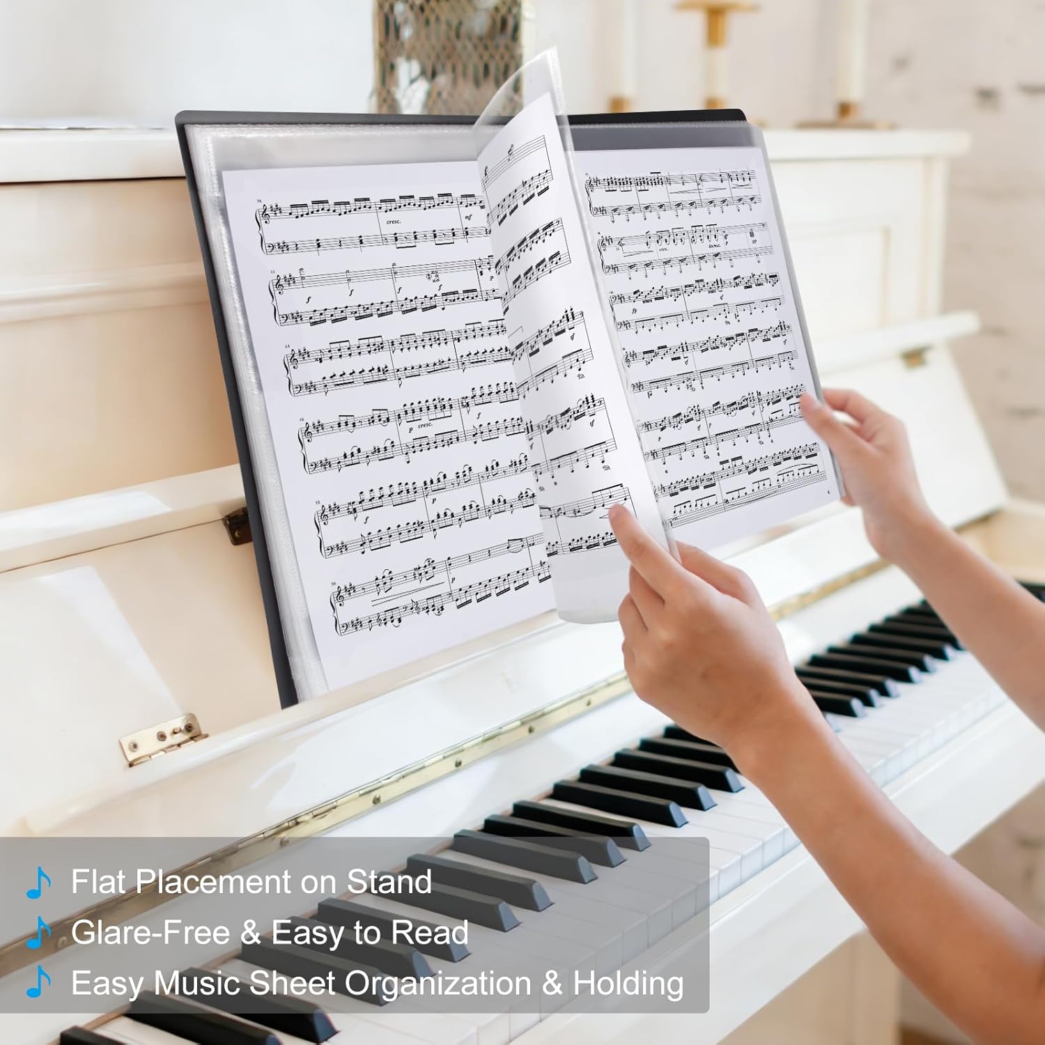 Sheet Music Folder, Premium Sheet Music Folder Organizer for Sheet Music, Sturdy Double Side Writable 40 Pages Spiral Binder Organizer Fits Letter Size (8.5 x 11 inches) by Pniimoo - Image 7