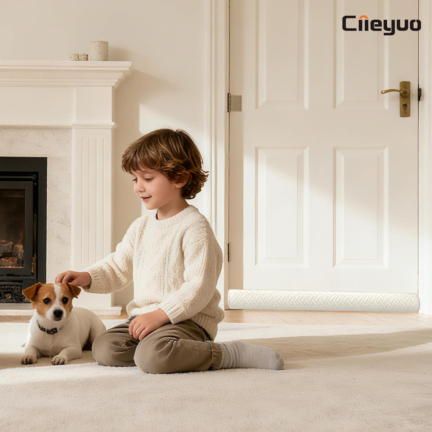 Ciieyuo Velvet Under Door Draft Stopper, Noise Blocker & Soundproof Door Seal, Blocks Cold Air, Light & Smoke, Easy Install Under Door Gap Filler, Door Sweep for Bottom 30"-36" Grey - Image 7