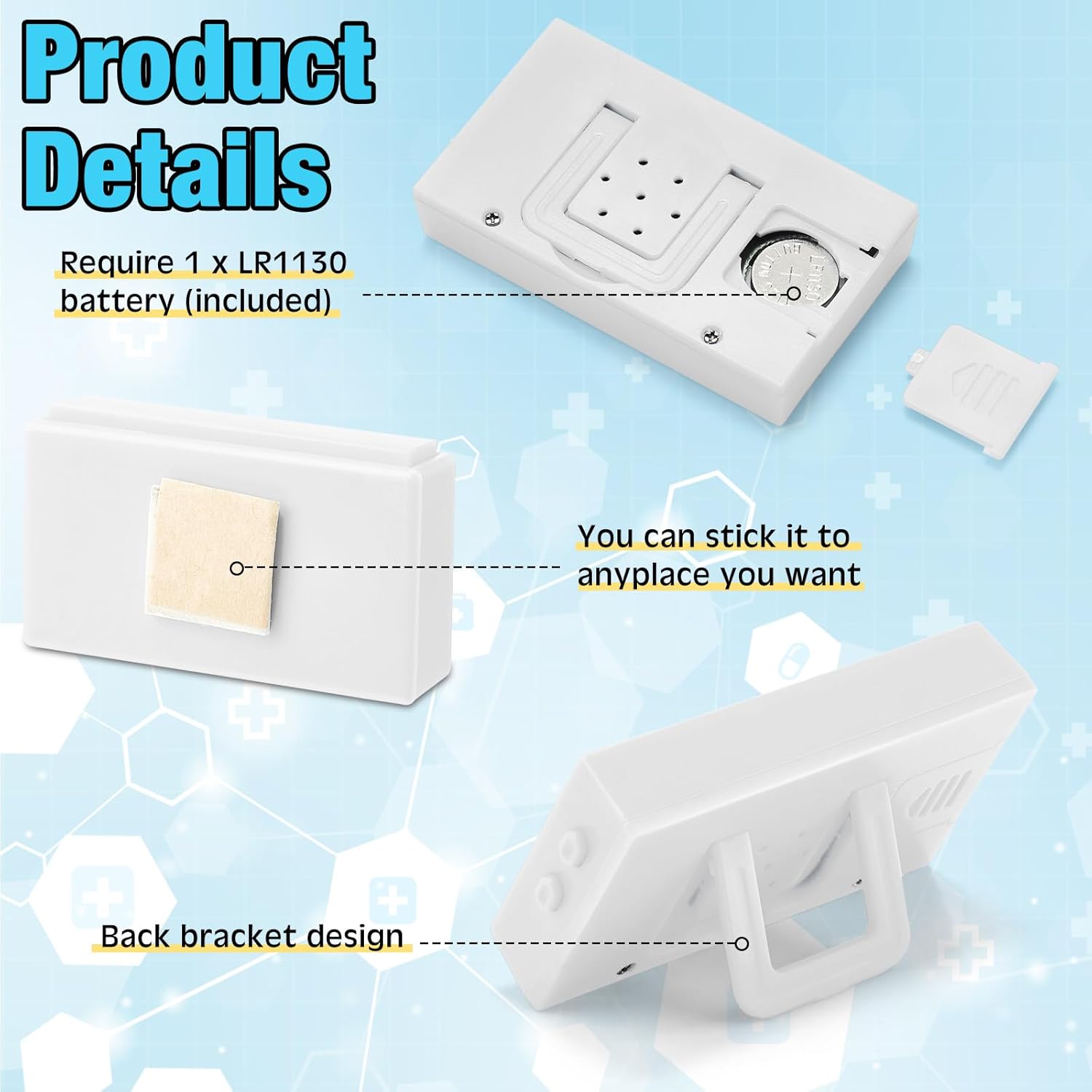 Frienda 6 Pieces Mini Digital Clock Small Digital Clock Stick on Battery Operated Self Adhesive Bracket for Car Dashboard Fridge (White) - Image 4