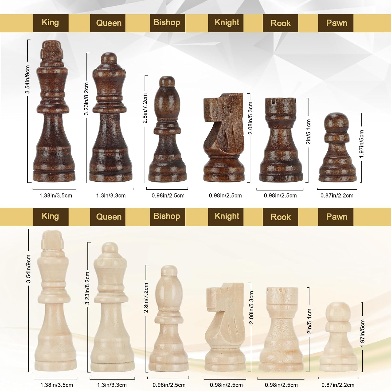 Magnetic Wooden Chess Set for Adults Kids 17'' Chess Board with Handmade Pieces, Folding Portable Travel Unique Chess Sets Game for Tournament Professional Beginner - Image 3