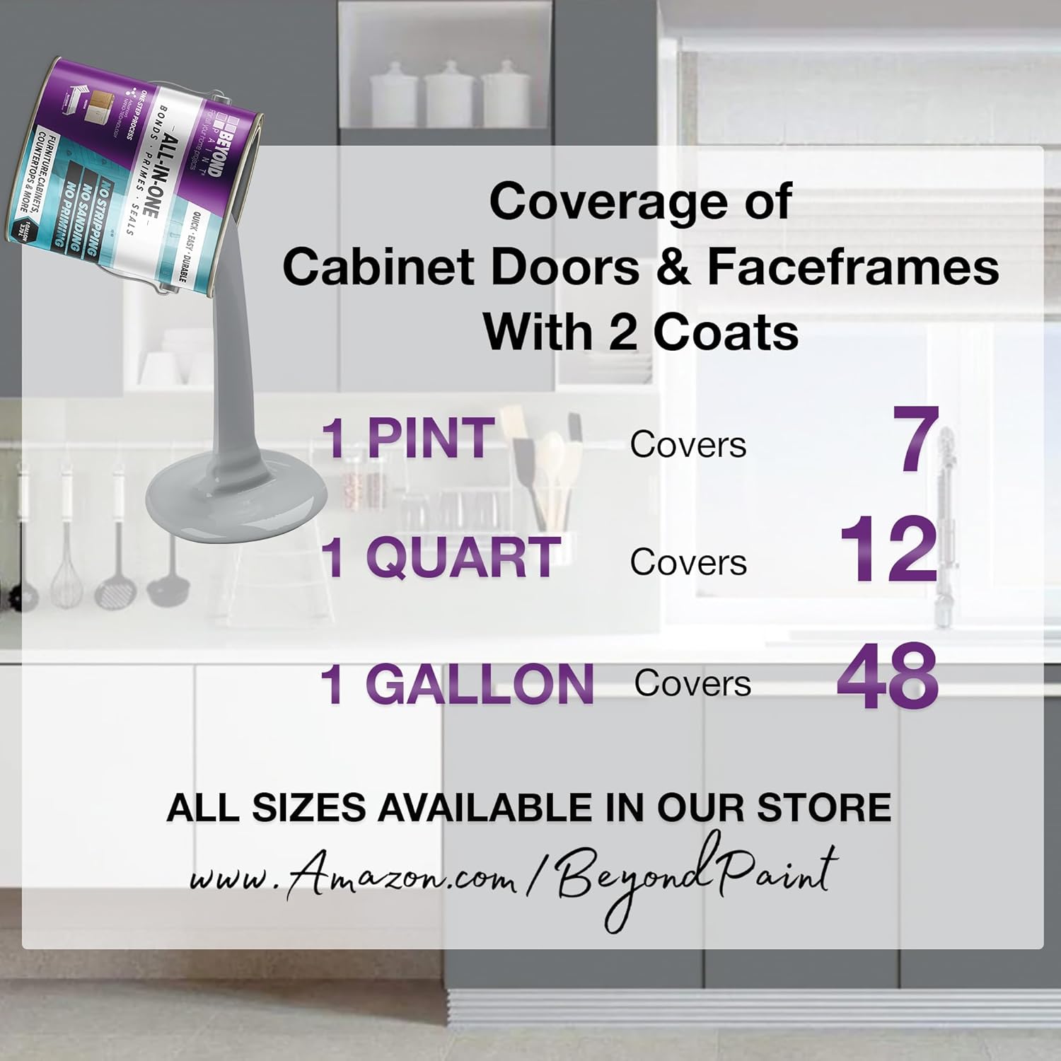 Beyond Paint All-in-One Refinishing Paint, No Sanding, Matte Finish for Cabinets, Countertops, Furniture and Doors, 1 Pint, Pebble - Image 6