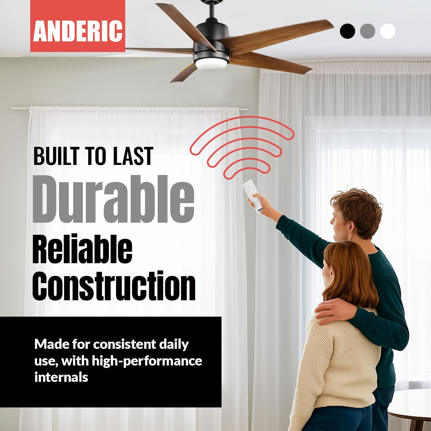 Anderic RRTX028C-S Replacement Ceiling Fan Remote Control Compatible with Hampton Bay and Home Decorators Collection Fans – Works with RRTX028CS Receiver, 3 Speeds, Light Dimming, CCT Color Control - Image 7