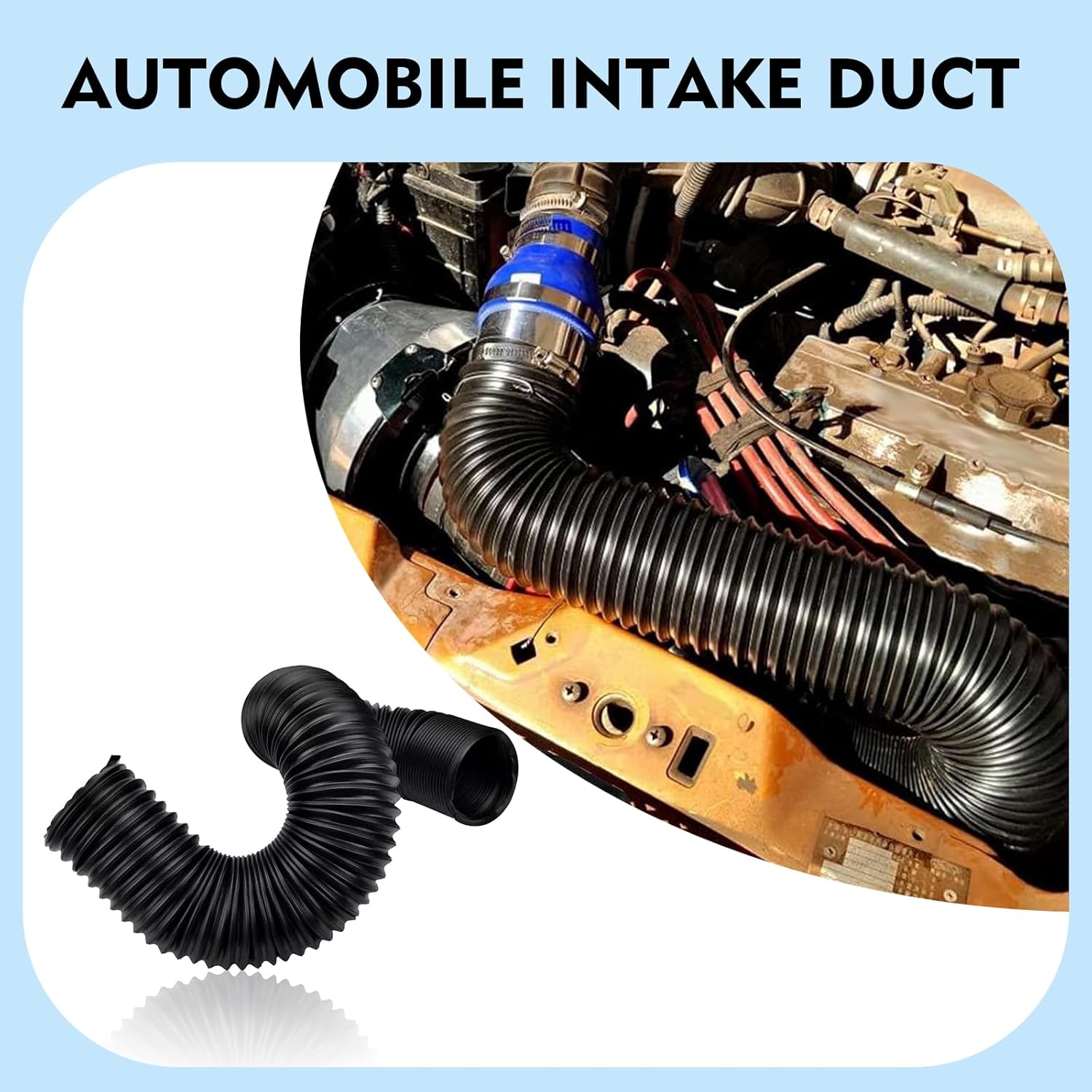 ijuicy 1 PC Car Duct Hoses, 2.5" Flexible Retractable Fresh Air Duct Hoses, Automotive Modified Intake Accessories, Universal for Most Cars Trucks (Black) - Image 3