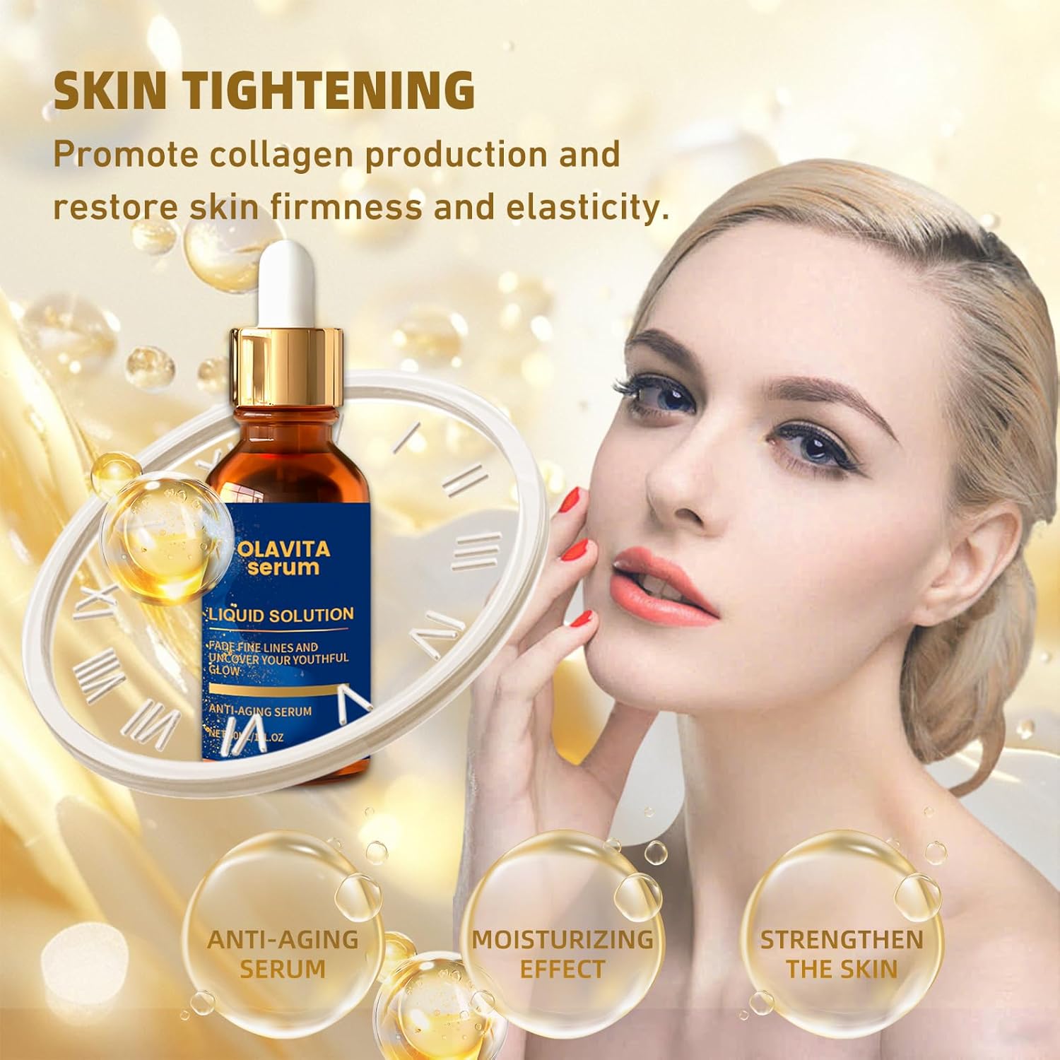 Olavita Liquid Solution Anti Aging Serum, Olavita Serum Facial, Vitamin C & E Serum, Promotes Skin Collagen Production, smoothes wrinkles and fine lines (2PCS) - Image 2