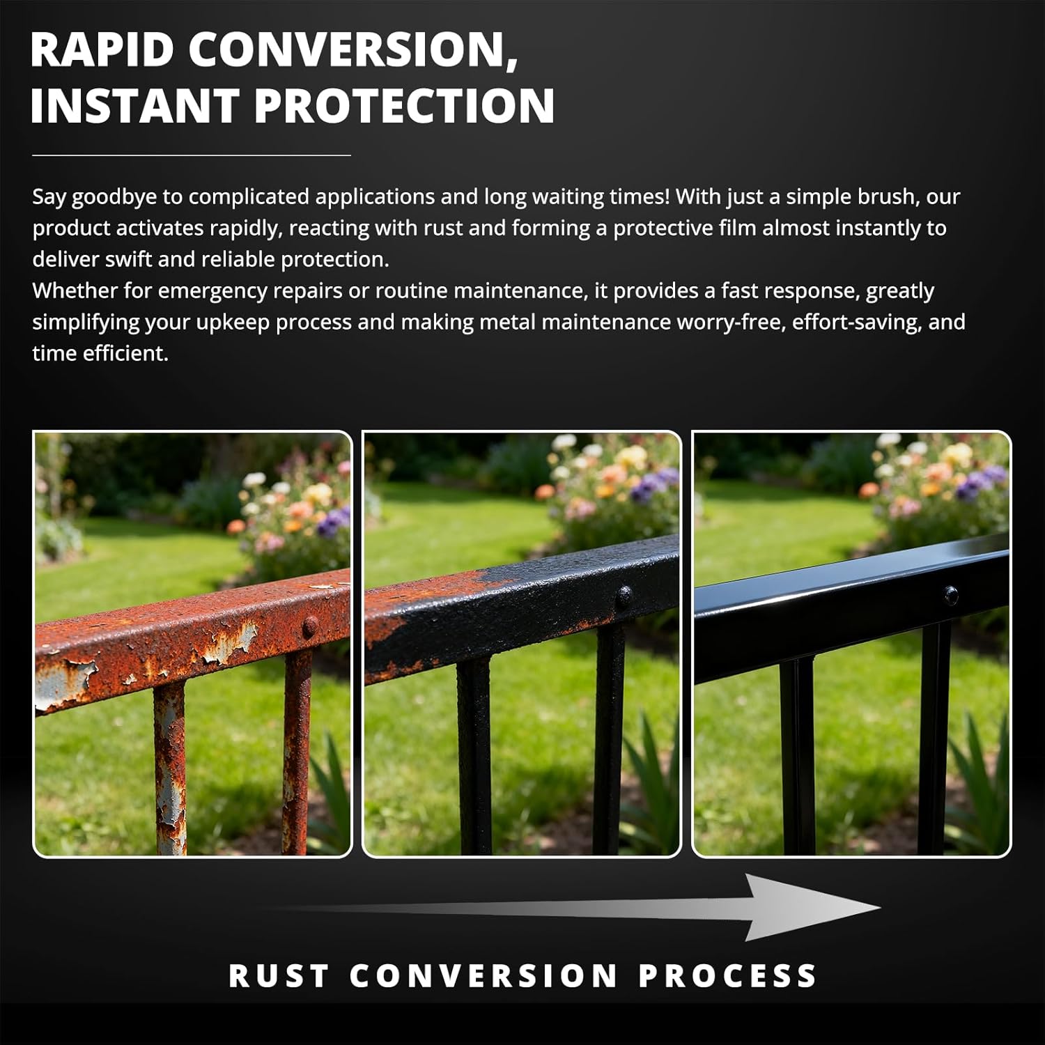 DWIL Rust Converter for Metal, 2 in 1 High-Flow Fluidity Metal Paint, Converts Rust to Long-Lasting Protective Coating, Anti Rust and Rust Prevention Paint, No Primer Needed, Black, 16 oz - Image 5