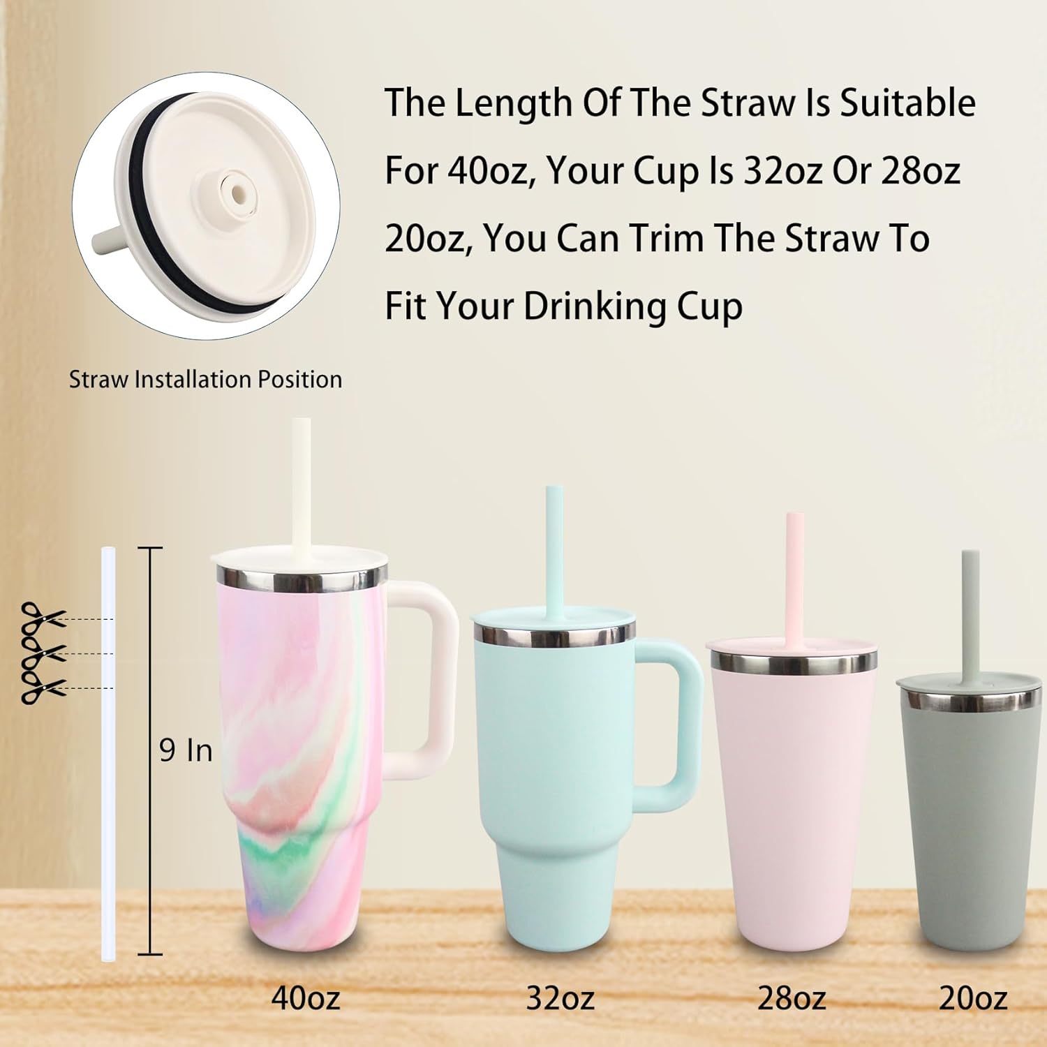 Replacement Straws and Bite Valve for Hydro Flask Around Travel Tumbler 40oz 32oz 28oz 20oz,with 1 Brush (4 colors) - Image 6