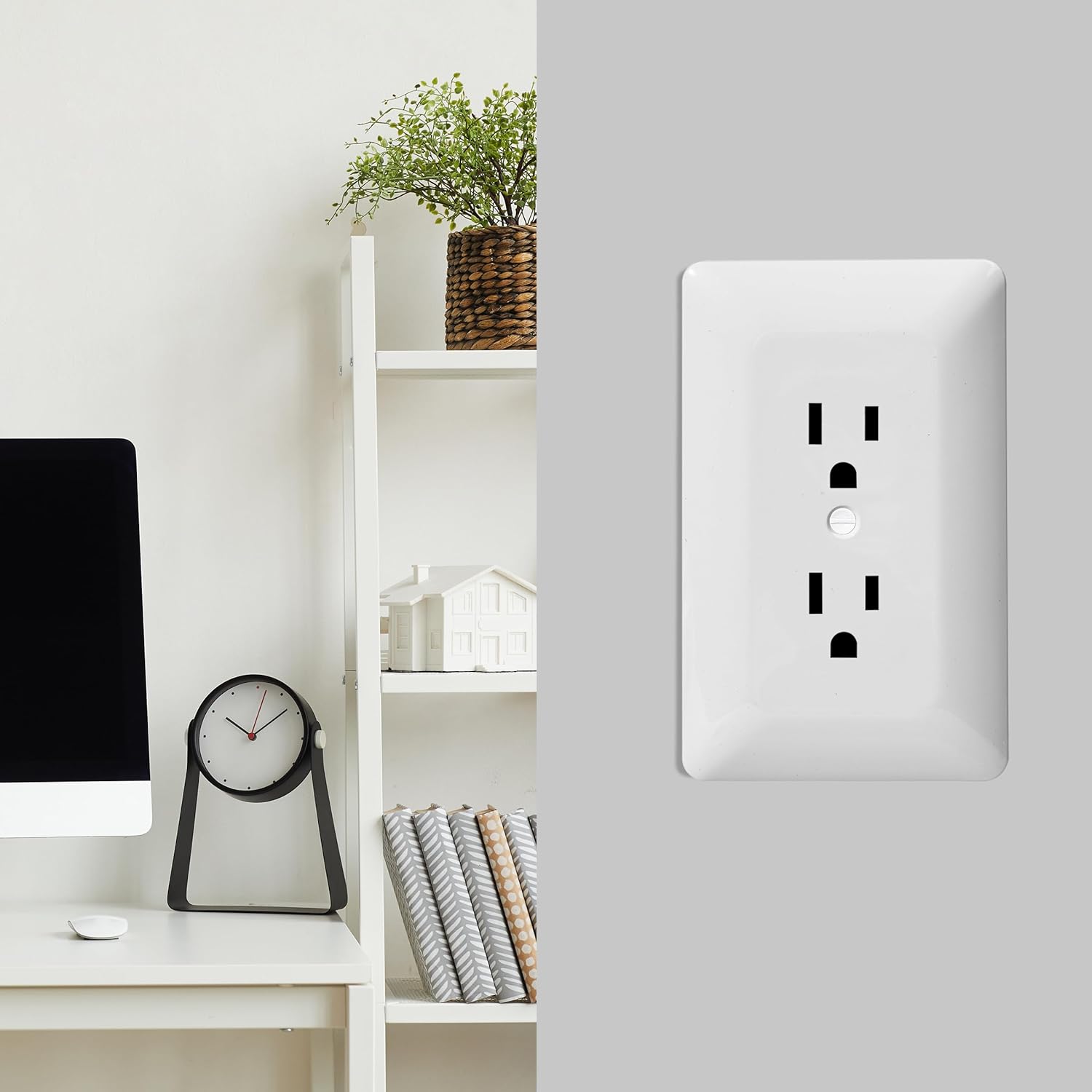 Bates- 1-Gang Duplex Wall Plate, 2.92"x4.73", Standard Size, 10 Pack, White, Unbreakable Electrical Outlet Cover Plates, Heat & Impact Resistant, Duplex Receptacle Cover for Home & Office - Image 5