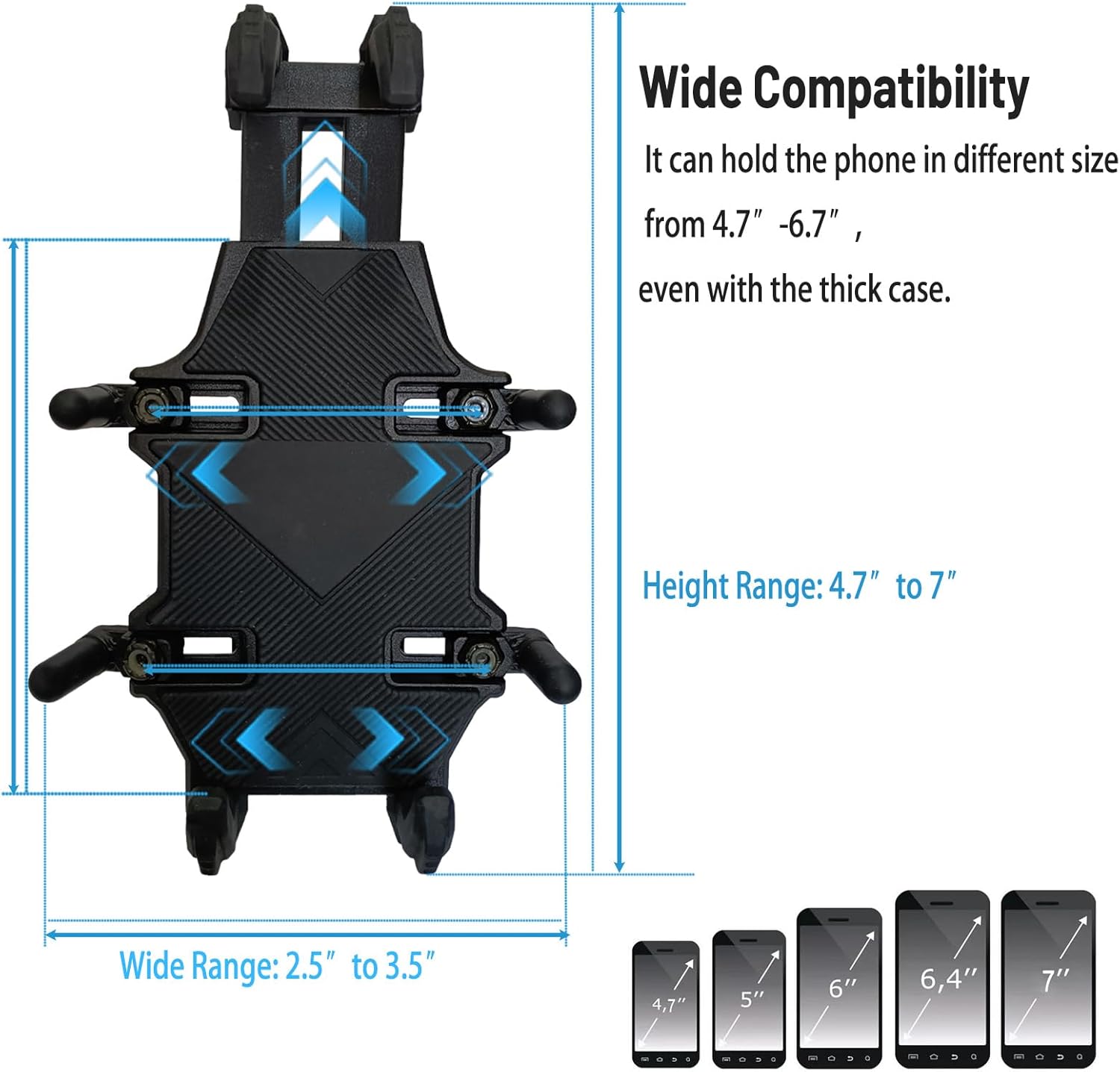 QYMOTO ATV Phone Holder Mount,Motorcycle Handlebar Phone Mount,4 Wheeler Anti Vibration 360 Cell Phone Holder Clamp Fit CFMOTO Cforce,Polaris Sportsman,Can am Outlander Adjustable Fit 4.7"-7.1'' Phone - Image 7