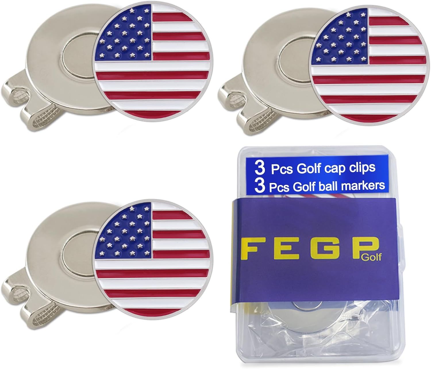 6 Pcs Golf Ball Markers with Magnetic Hat Clips Value Sets - Soft Enamel Technique for Men Women Golfer, Removable Attaches Easily to Golf Cap Premium Gifts.