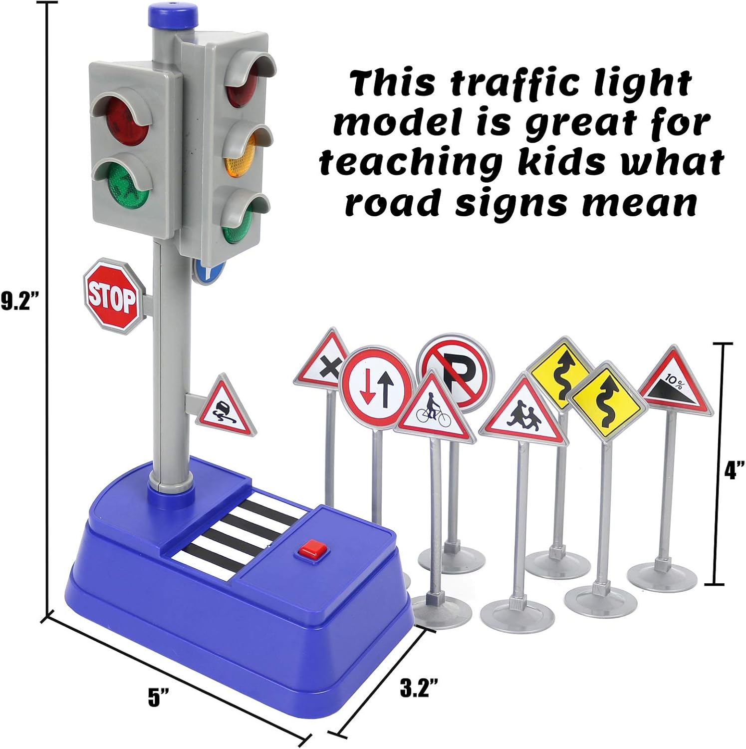 Kiddie Play Traffic Signs and Crosswalk Light Signal Toys for Kids (12pcs) - Image 3