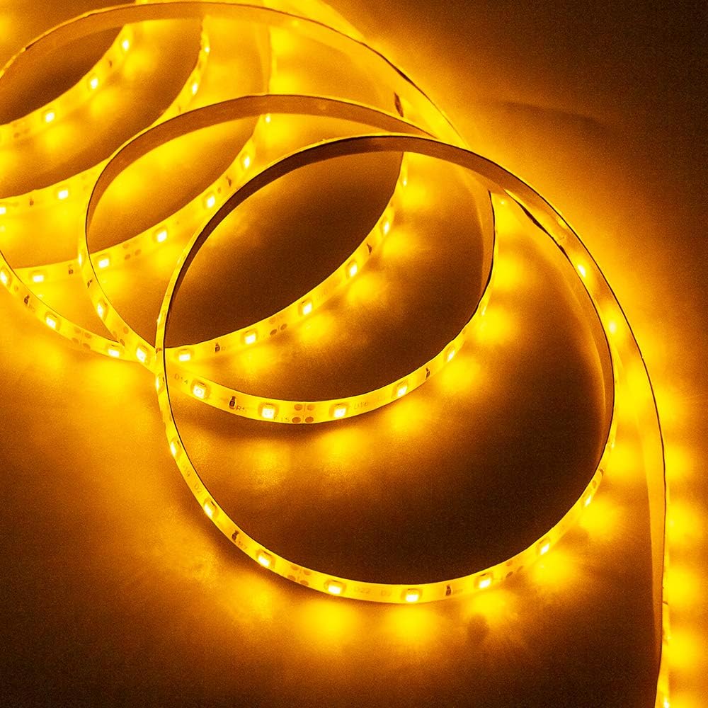 Water-Resistance IP65, 12V Waterproof Flexible LED Strip Light, 16.4ft/5m Cuttable LED Light Strips, 300 Units 3528 LEDs Lighting String, LED Tape(Orange) Power Adapter not Included - Image 3