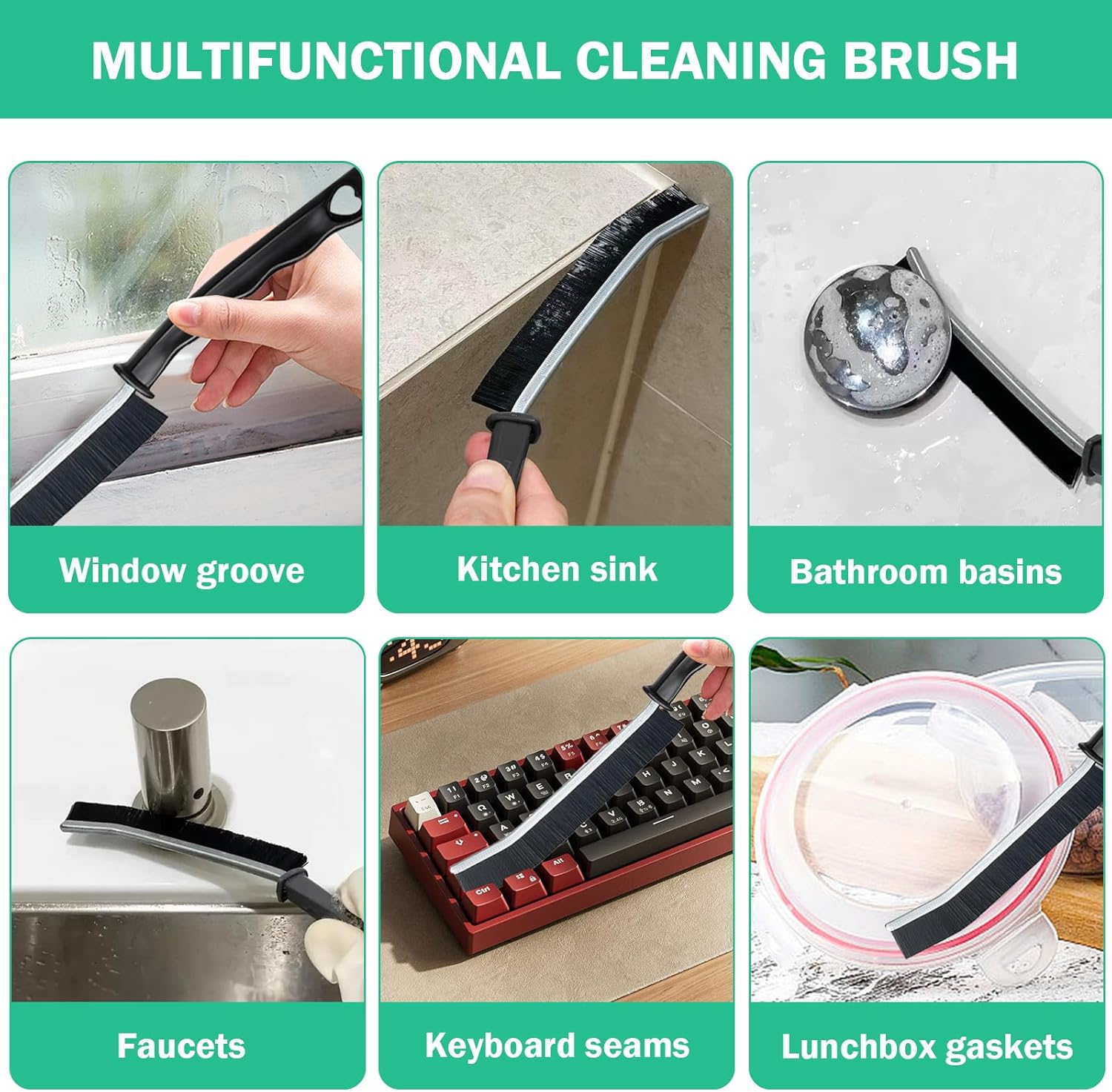 5 Pcs Crevice Cleaning Brush Multifunctional Hard Bristle Gap Cleaning Brush Tool, Gap Brush Suitable for Bathrooms, Kitchen Surfaces, Windows Groove and Faucets - Image 4