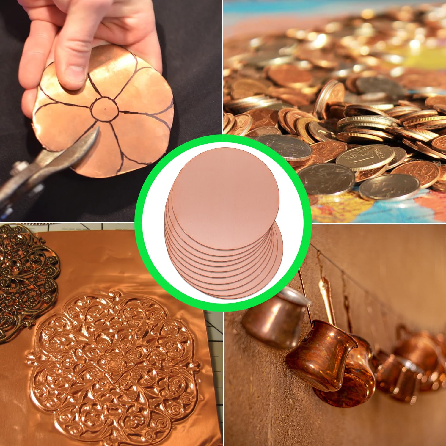 1-3/16" Copper Round Discs, 14 Gauge 1.5mm Thickness Pure Copper Round Plate T2 Metal Sheet Copper Circles for Crafts, Jewelry Making, Electrical DIY - 10 Pack - Image 5