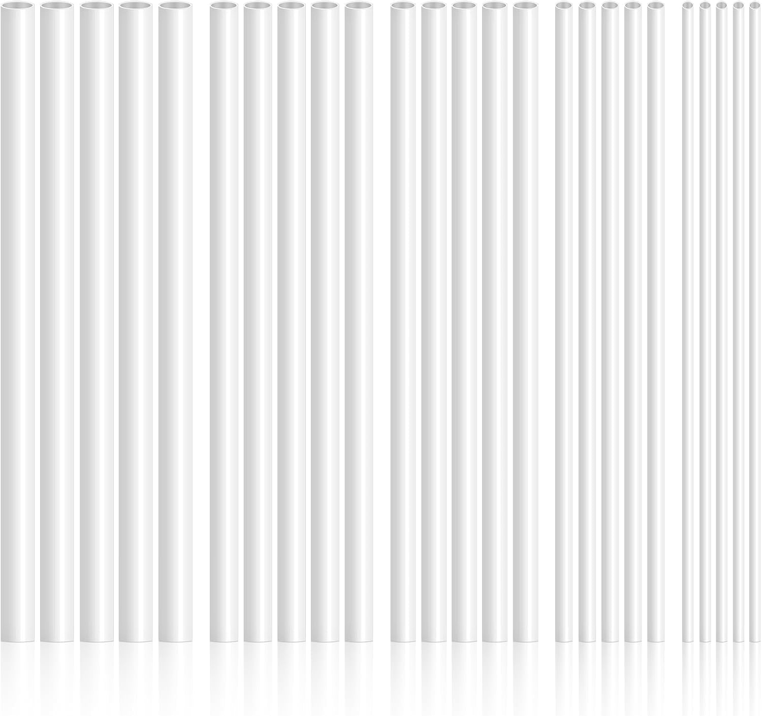 25 Pcs ABS Plastic Round Tubes 5 Sizes ABS White Bars Rod Hollow 2mm 3mm 4mm 5mm 6mm Round Tube Connector Cylinder Hollow Bar for DIY and Crafts Table Architectural Model Making(9.8 Inches Long) - Image 6